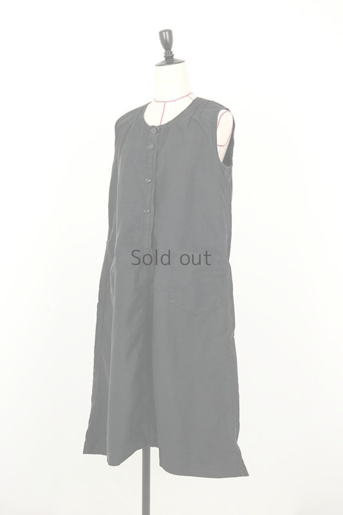 画像10: 【フランス】1940年代頃 ノースリーブブラックコットン エプロンワンピース (10)