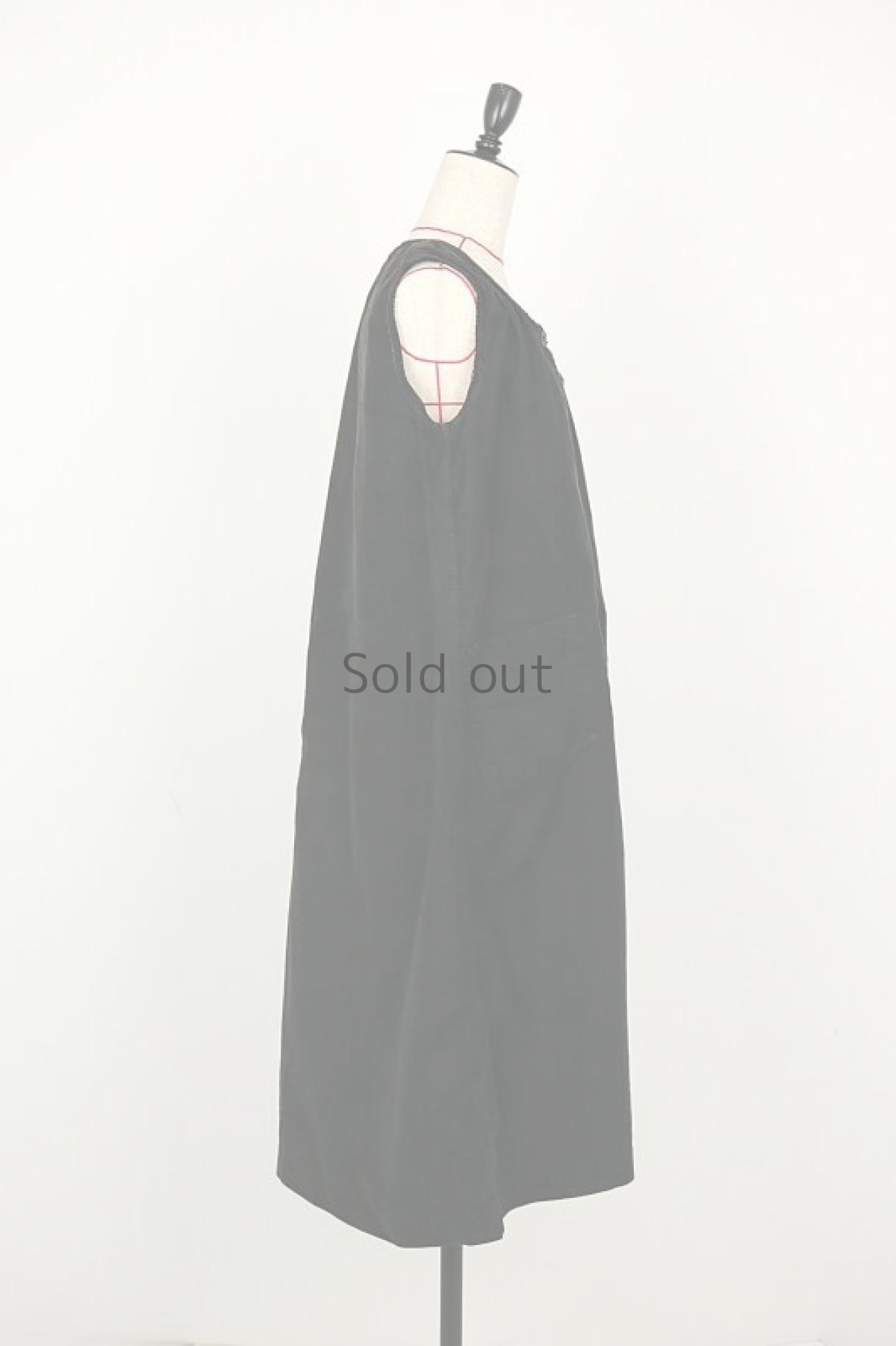 画像12: 【フランス】1940年代頃 ノースリーブブラックコットン エプロンワンピース (12)