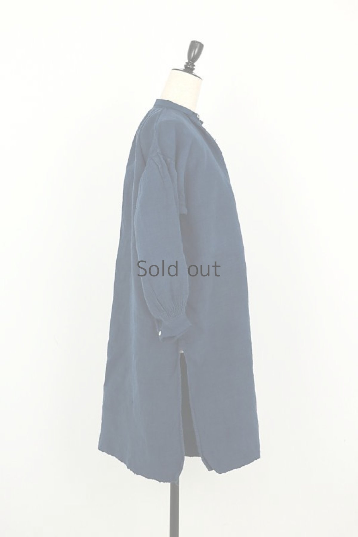 画像10: 【フランス】アンティークリネン×染　スモックワンピース（後染め/紺色) (10)