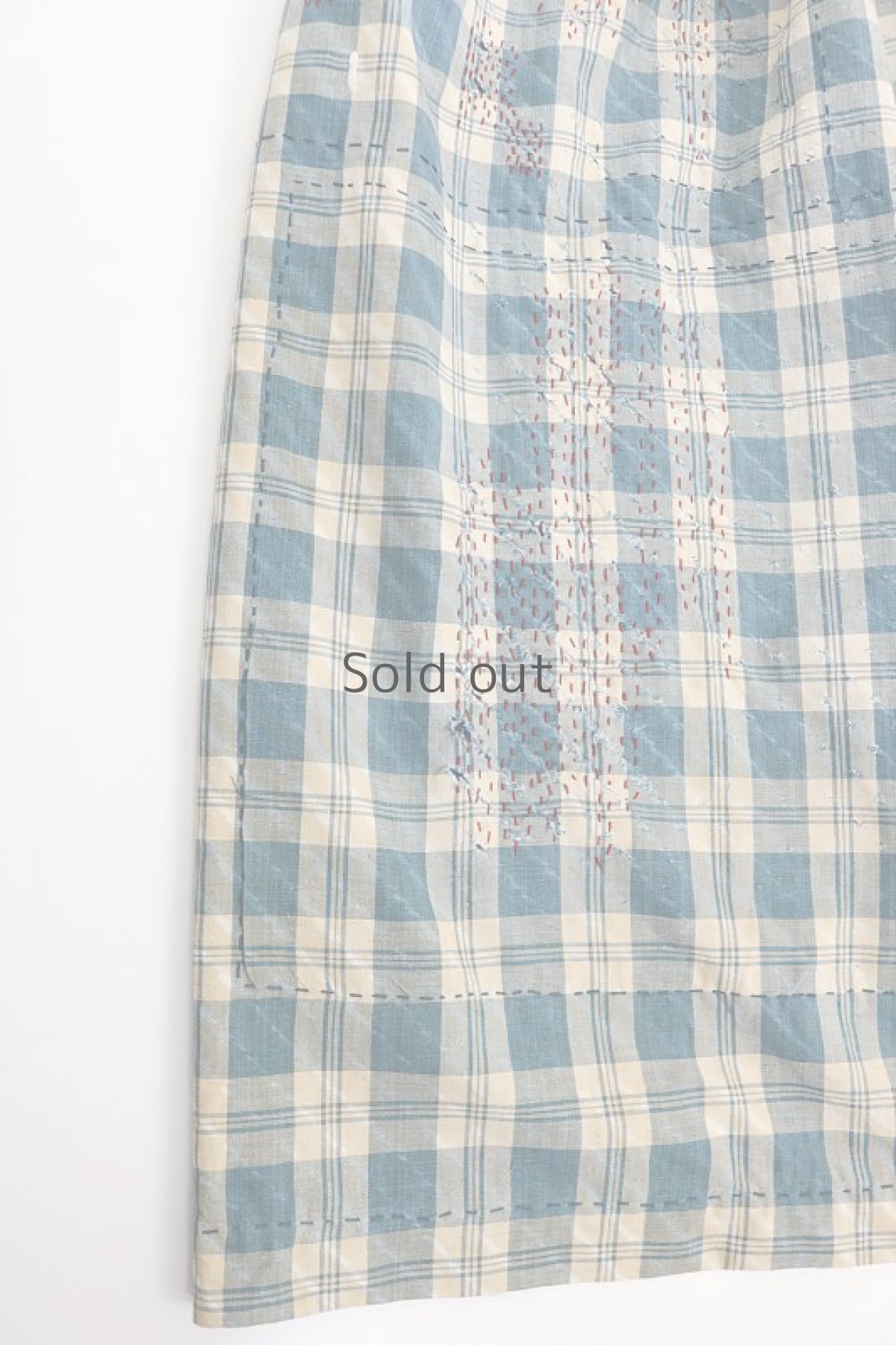 画像8: 【MITSUGU SASAKI】農婦シリーズ　フランスアンティーク 古布のチェックスカート (8)