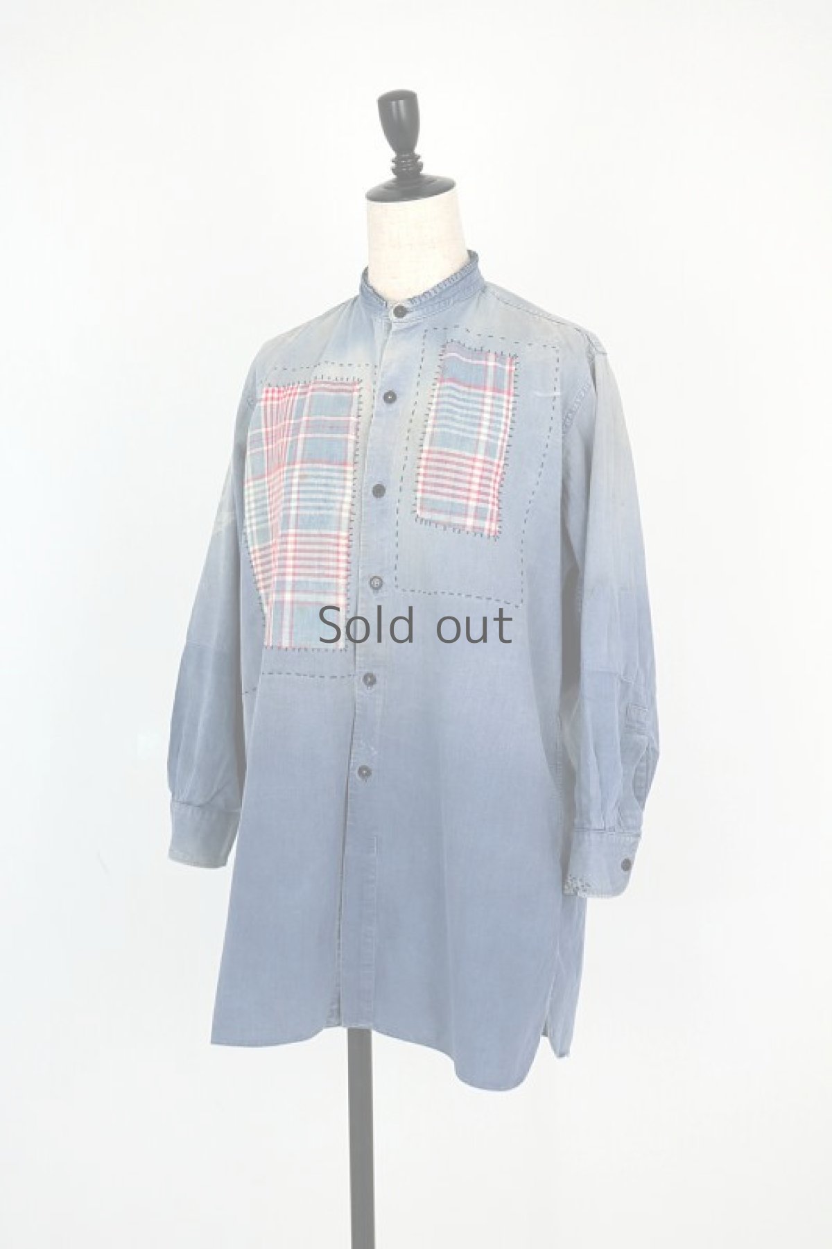 画像12: 【MITSUGU SASAKI】ビンテージリメイク　パッチワーク　フレンチワークシャツ  (12)