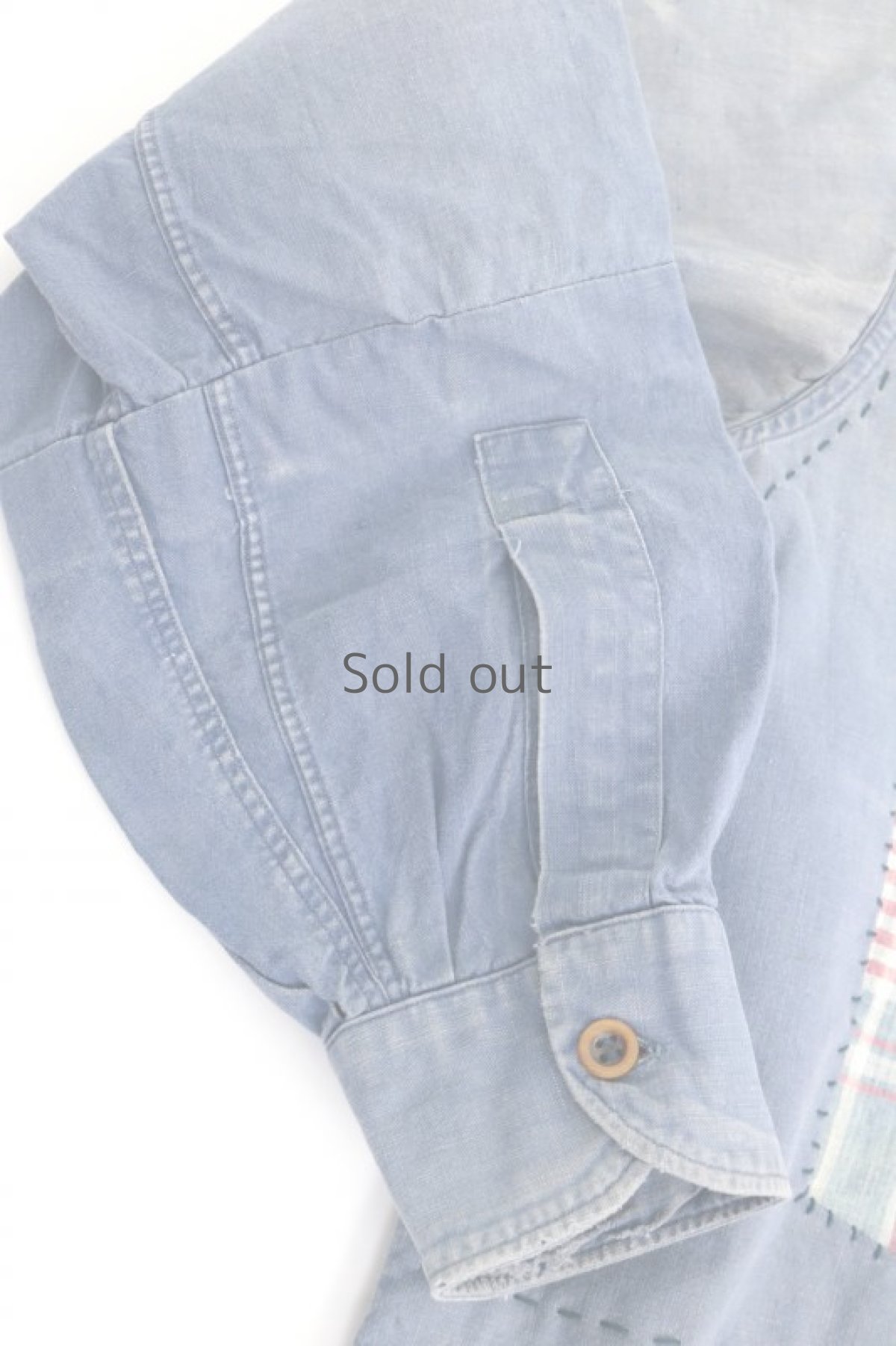 画像6: 【MITSUGU SASAKI】ビンテージリメイク　パッチワーク　フレンチワークシャツ  (6)