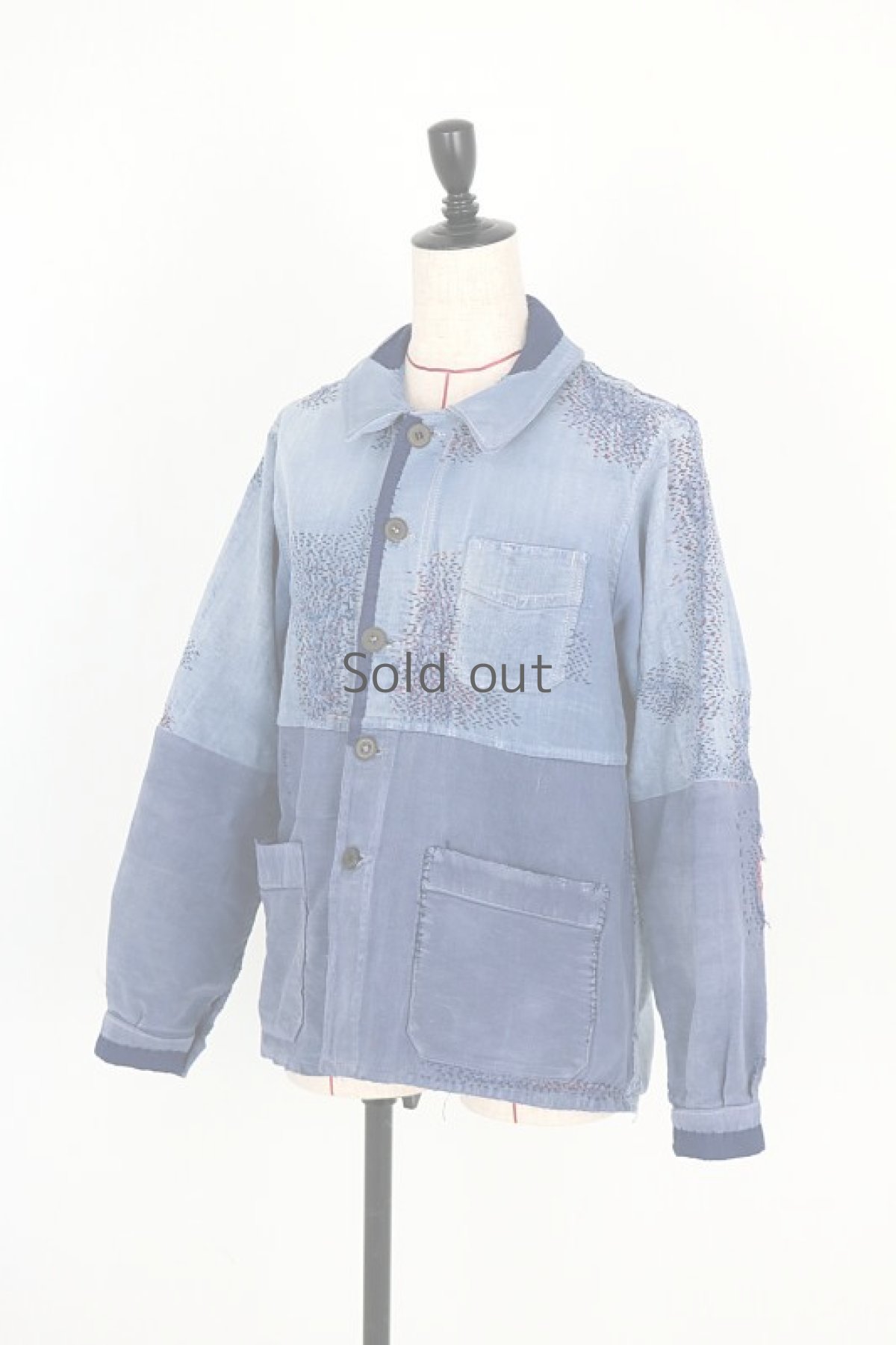 画像16: 【MITSUGU SASAKI】クレイジー刺し子　ブルーモールスキン ワークジャケット（LE MONT St MICHEL） (16)