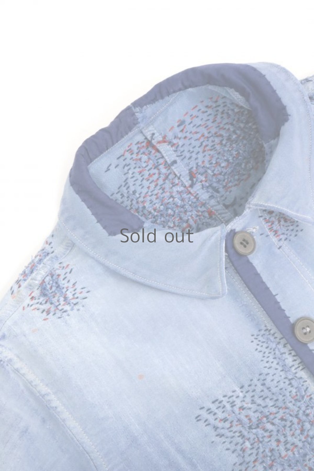 画像3: 【MITSUGU SASAKI】クレイジー刺し子　ブルーモールスキン ワークジャケット（LE MONT St MICHEL） (3)