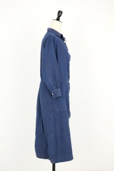 画像13: 【フランス】20世紀初頭　インディゴブルー柄のワークドレス (13)