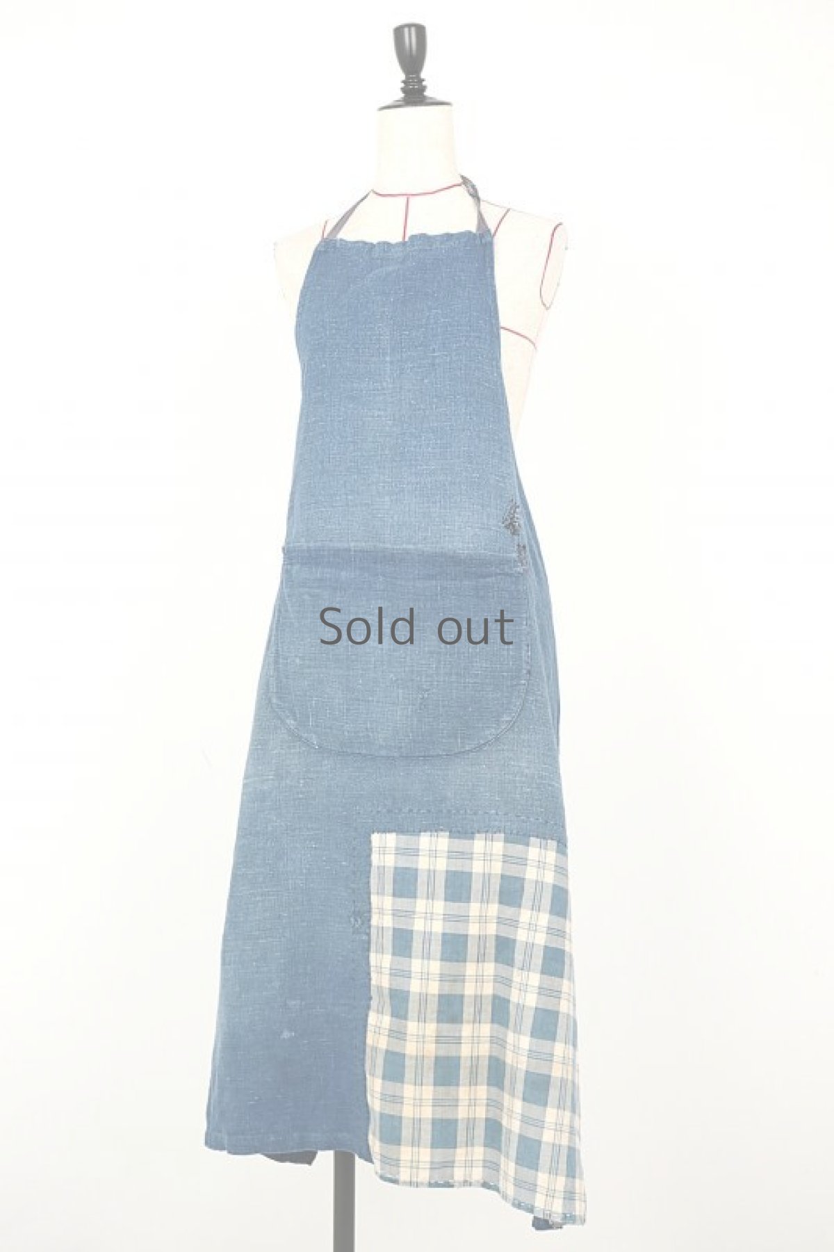 画像10: 【MITSUGU SASAKI】ビンテージリメイク　インディゴ コットン パッチワークエプロン（ファーマーズファブリック） (10)