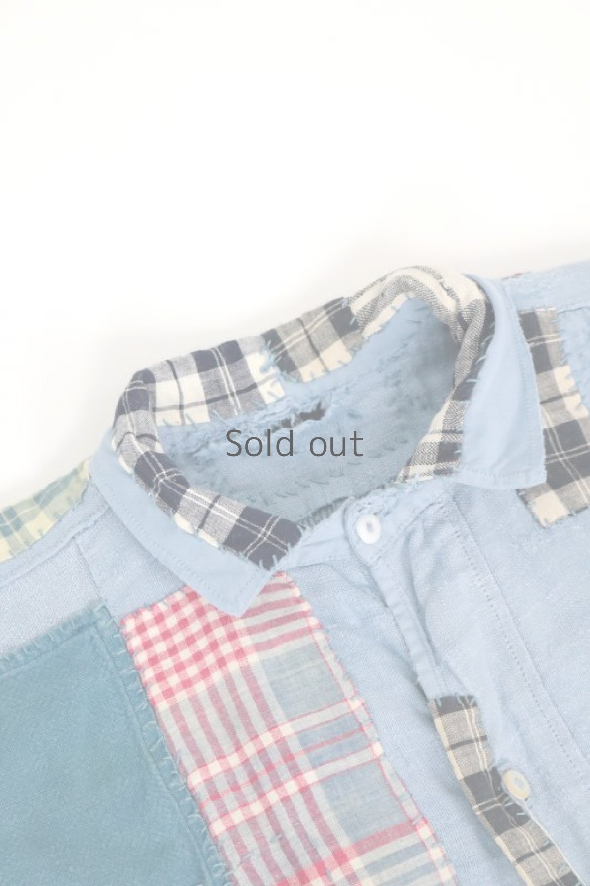 画像2: 【MITSUGU SASAKI】BORO-KAWAII アンティークリネン パッチワークスモック ロングシャツ (2)