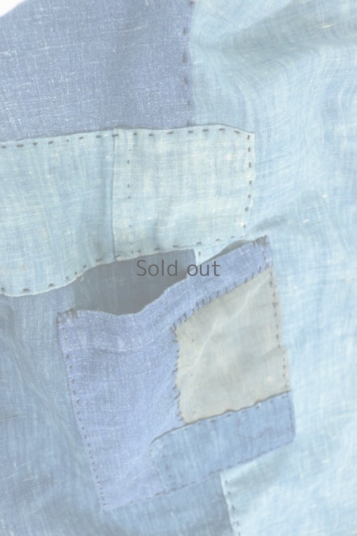画像7: 【MITSUGU SASAKI】BORO古布　藍染古布を縫いつけたフレンチリネンアンティーク エプロン　 (7)