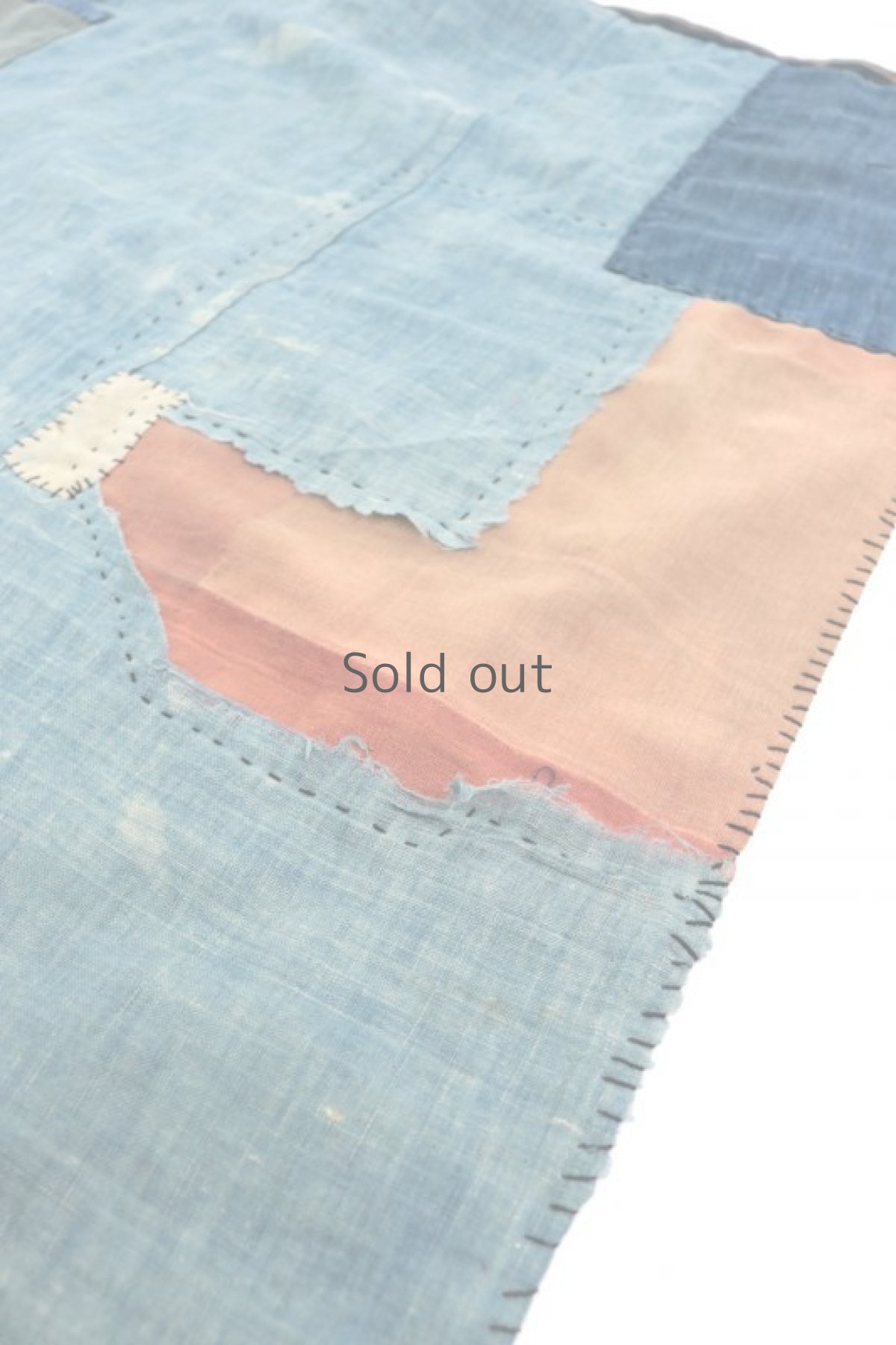 画像5: 【MITSUGU SASAKI】BORO古布　藍染古布を縫いつけたフレンチリネンアンティーク エプロン　 (5)