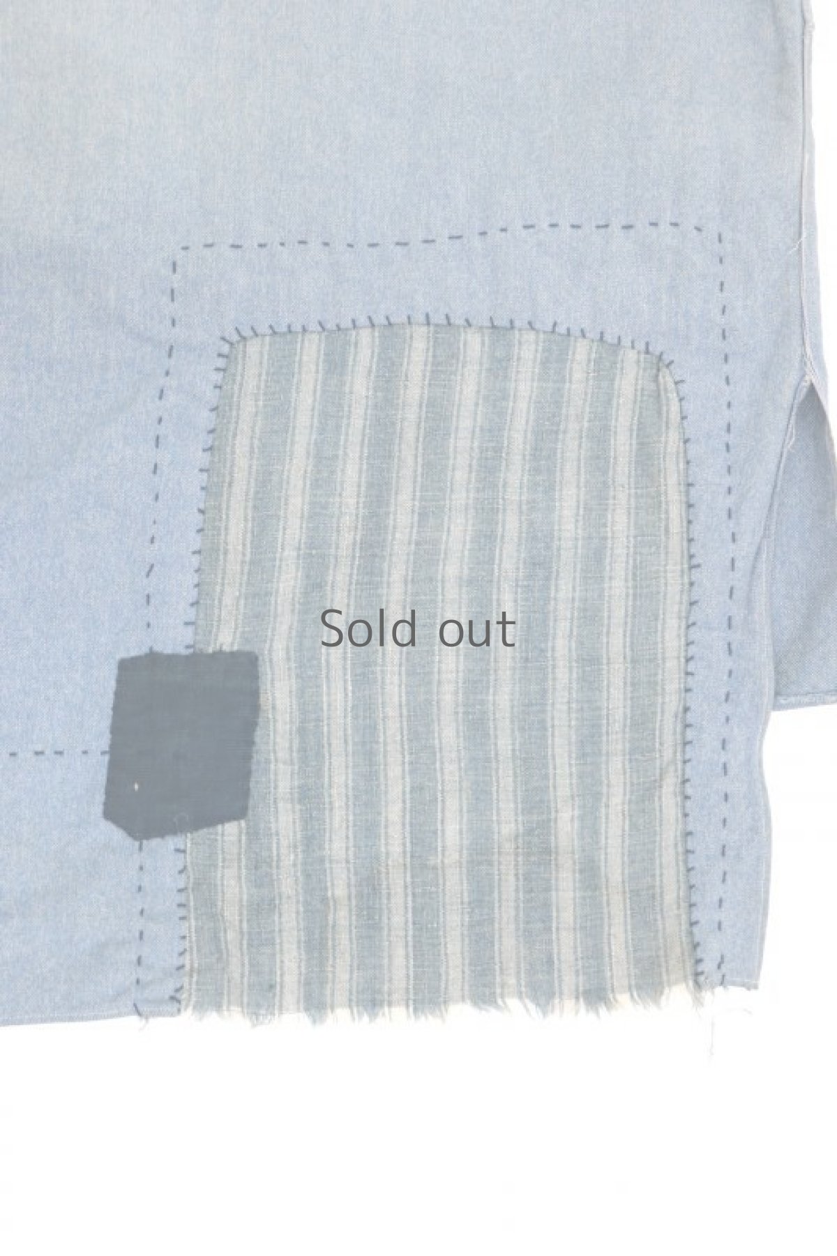 画像11: 【MITSUGU SASAKI】ビンテージ リメイク&リペア パッチワークシャンブレー プルオーバーシャツ (11)