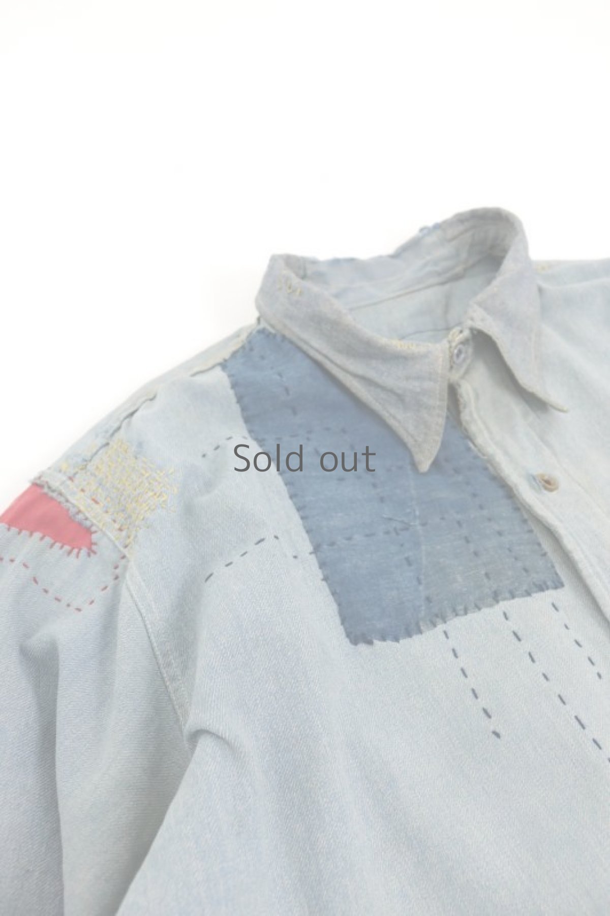 画像2: 【MITSUGU SASAKI】ビンテージ リメイク&リペア パッチワークシャンブレー プルオーバーシャツ (2)