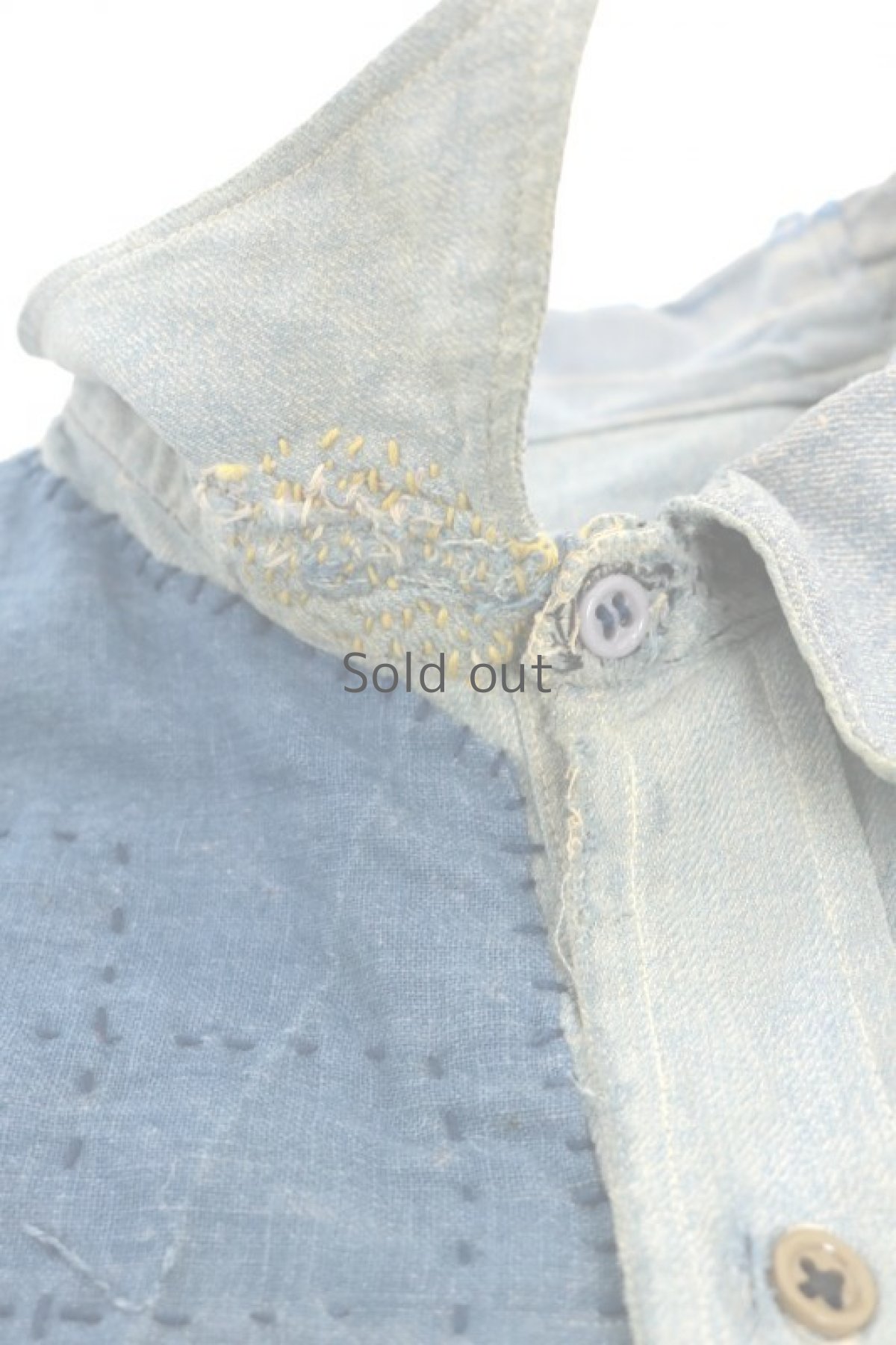 画像4: 【MITSUGU SASAKI】ビンテージ リメイク&リペア パッチワークシャンブレー プルオーバーシャツ (4)