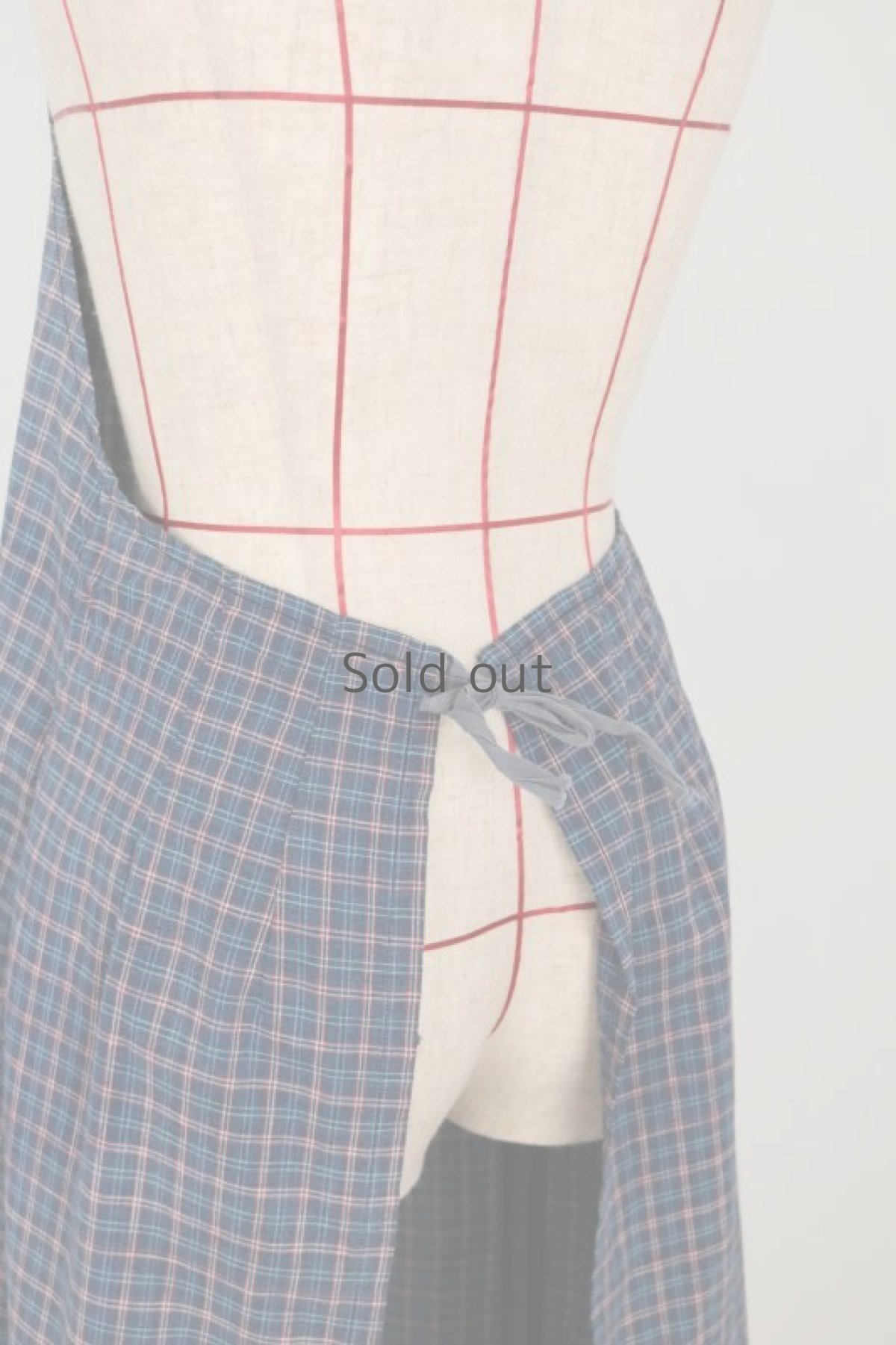 画像7: 【フランス】20世紀中期のコットン チェックエプロン（色あせチェック） (7)