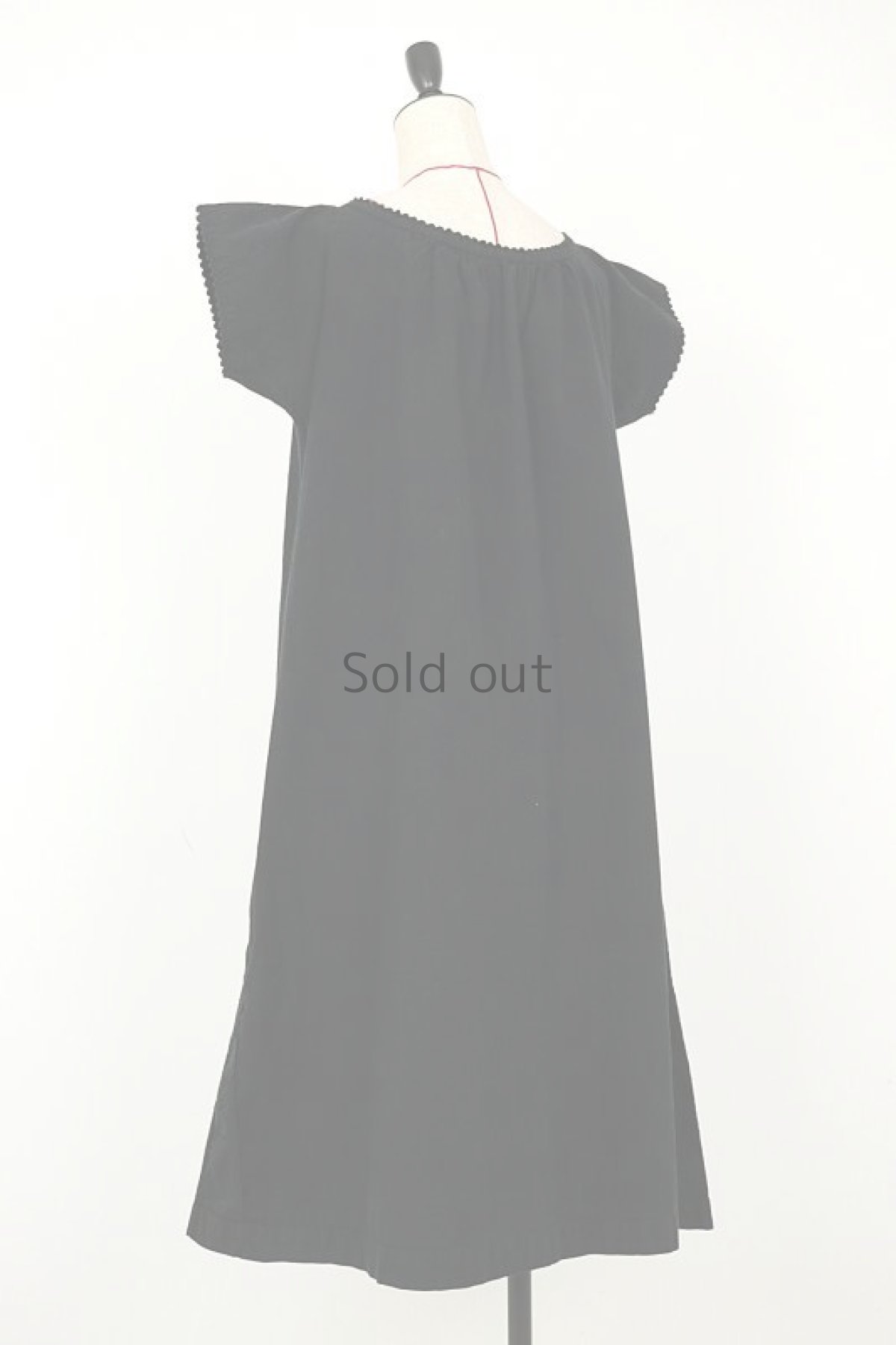 画像8: 【フランス】アンティークコットン×染　ヘンリーネック　ワンピース（黒） (8)