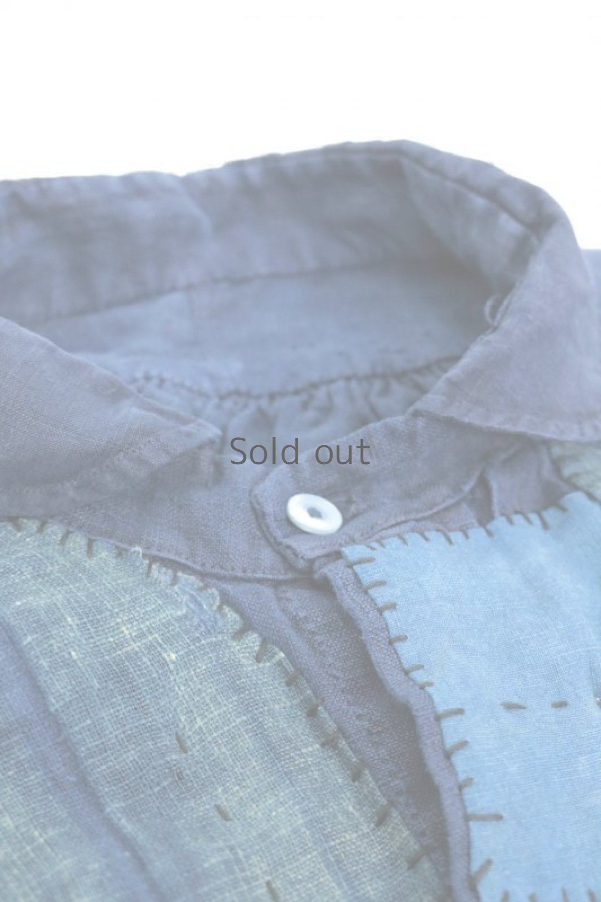 画像5: 【MITSUGU SASAKI】アンティークリネン×染め×古布　パッチワークボロスモックシャツ （紺染め） (5)