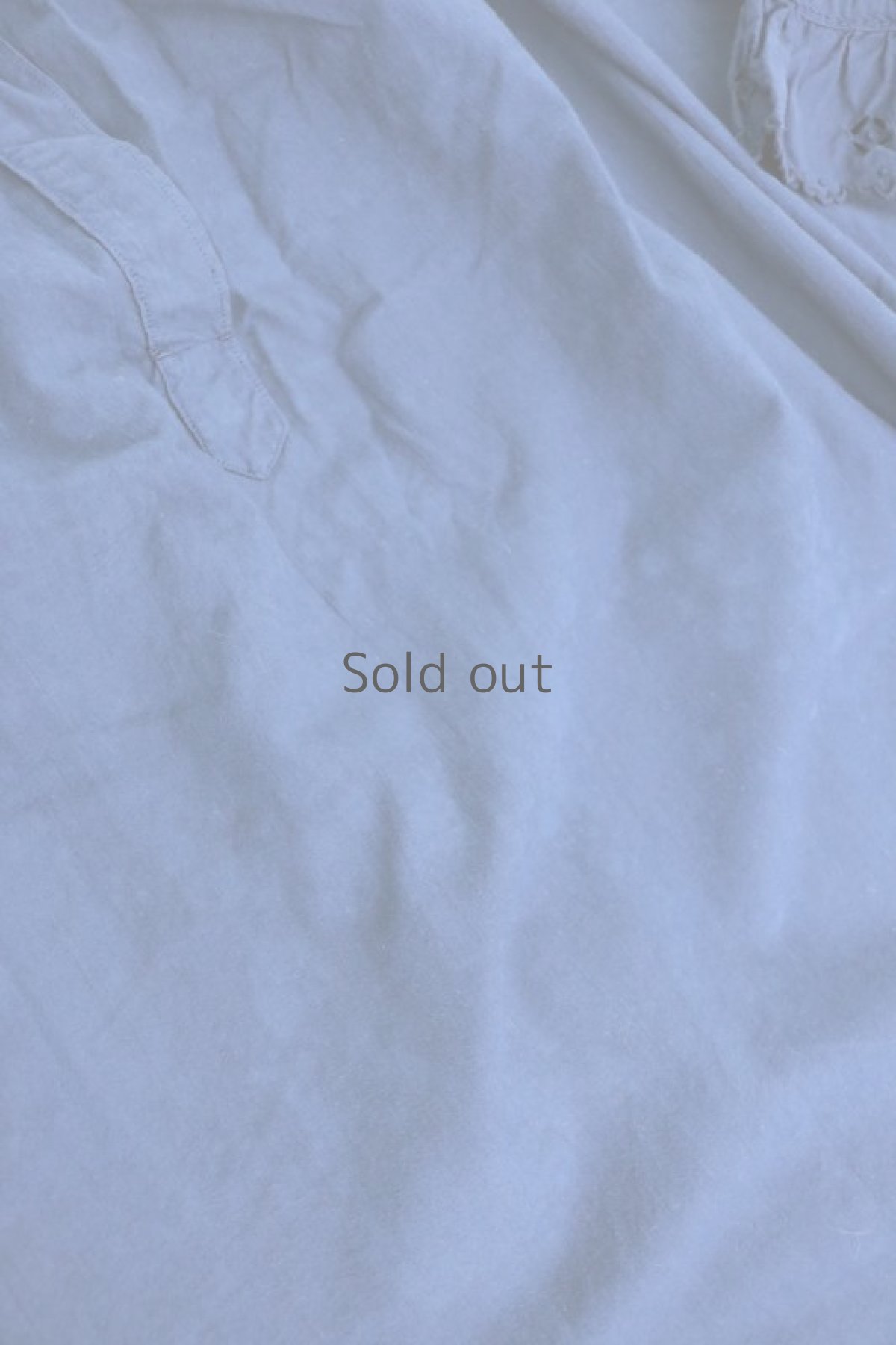 画像4: 【フランス】アンティーク コットン×染　長袖ワンピース（紺色/リペアあり） (4)