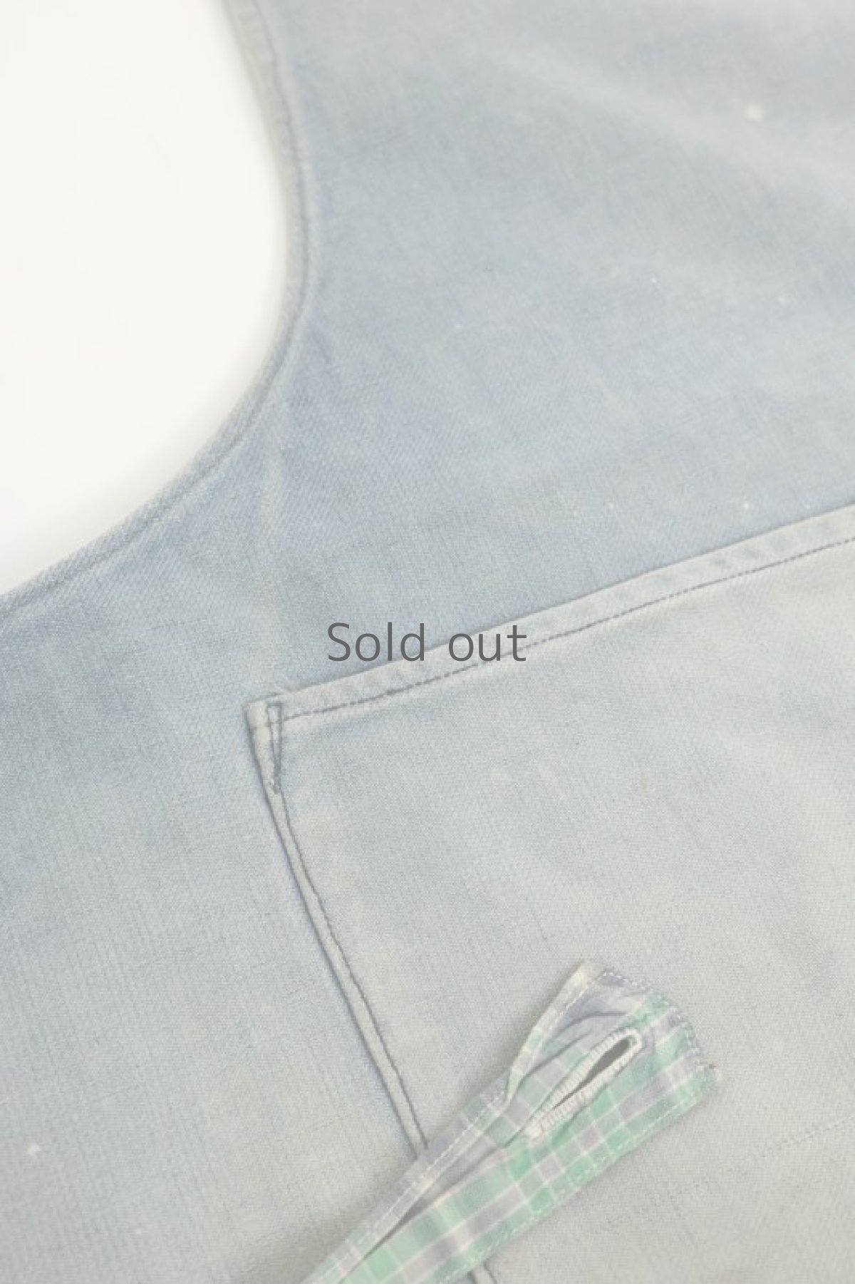 画像2: 【フランス】ビンテージ　色あせのブルーコットン ワークエプロン（ポケット付き） (2)