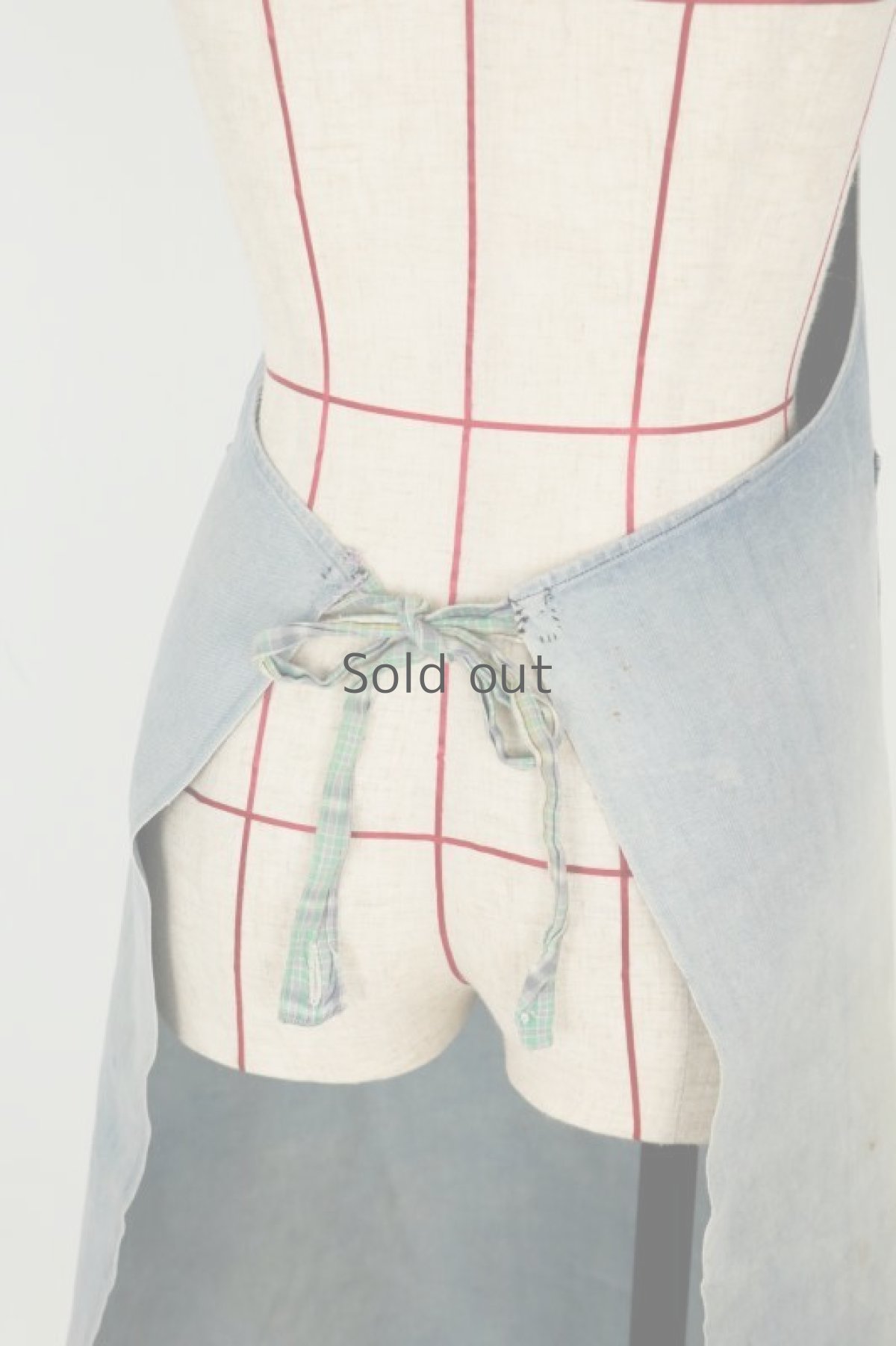 画像11: 【フランス】ビンテージ　色あせのブルーコットン ワークエプロン（ポケット付き） (11)