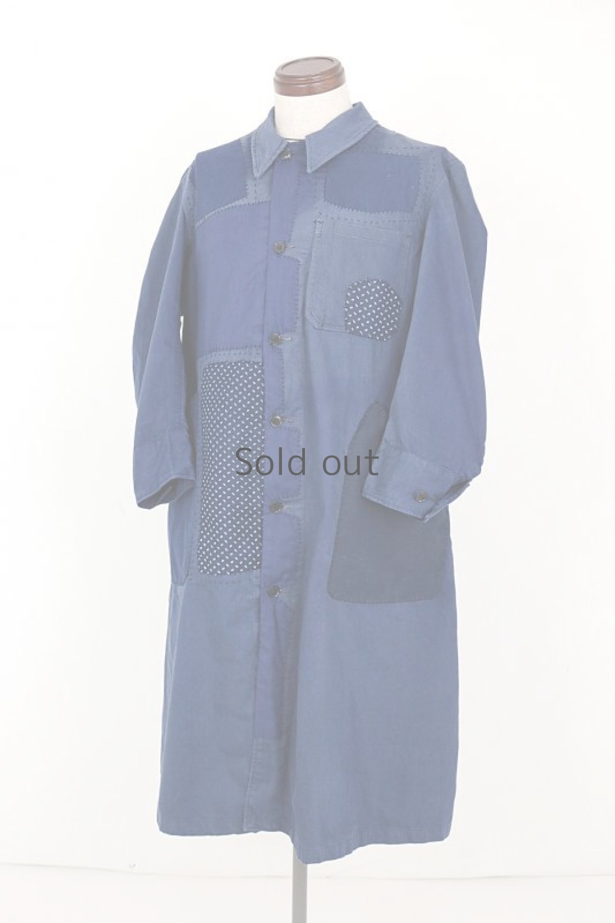 画像14: 【MITSUGU SASAKI】ビンテージリメイク　パッチワーク　ダスターコート（フレンチインクブルー） (14)