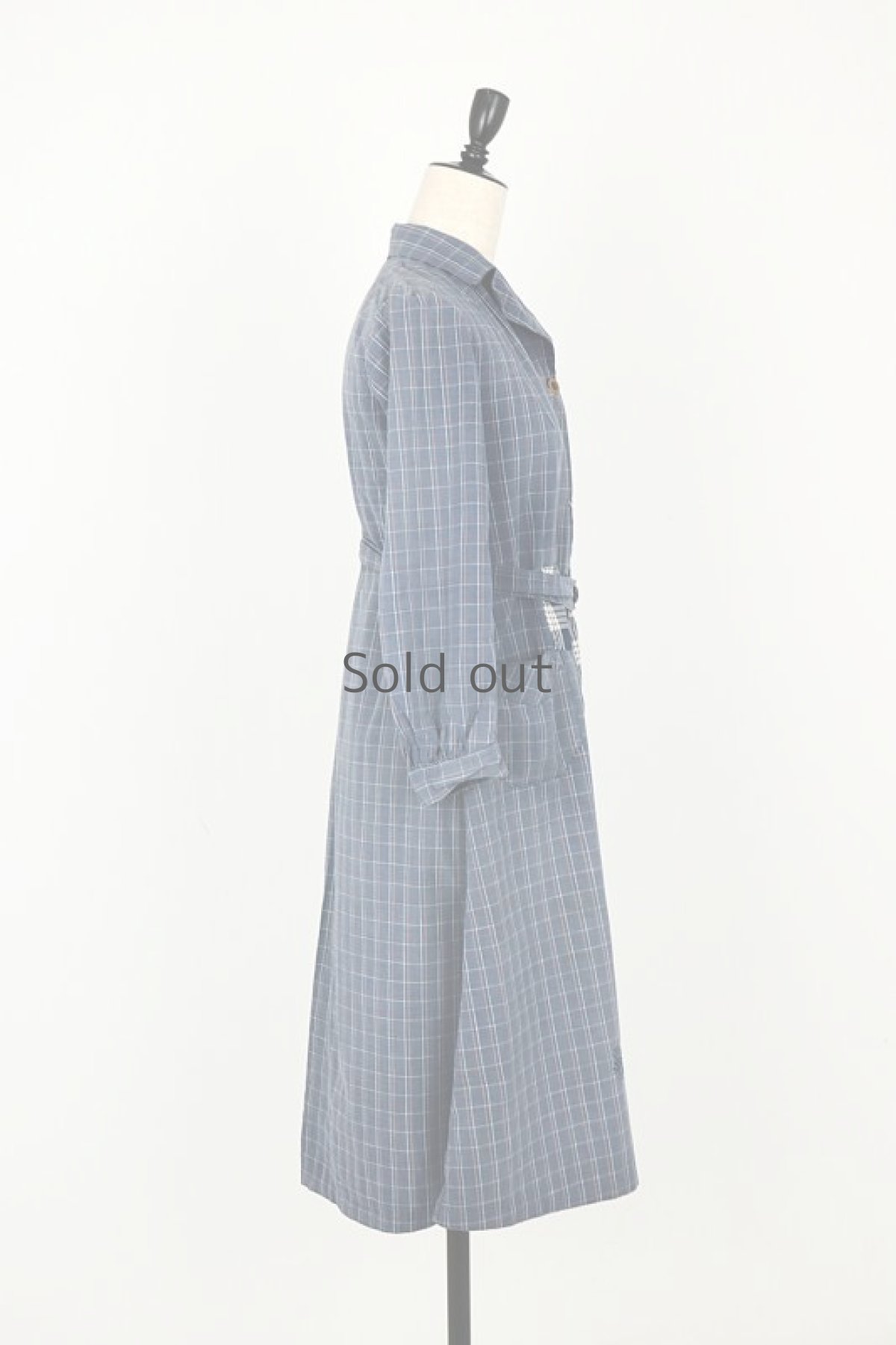 画像13: 【MITSUGU SASAKI】ビンテージリメイク　パッチワーク　チェックワークドレス（インディゴ チェック） (13)