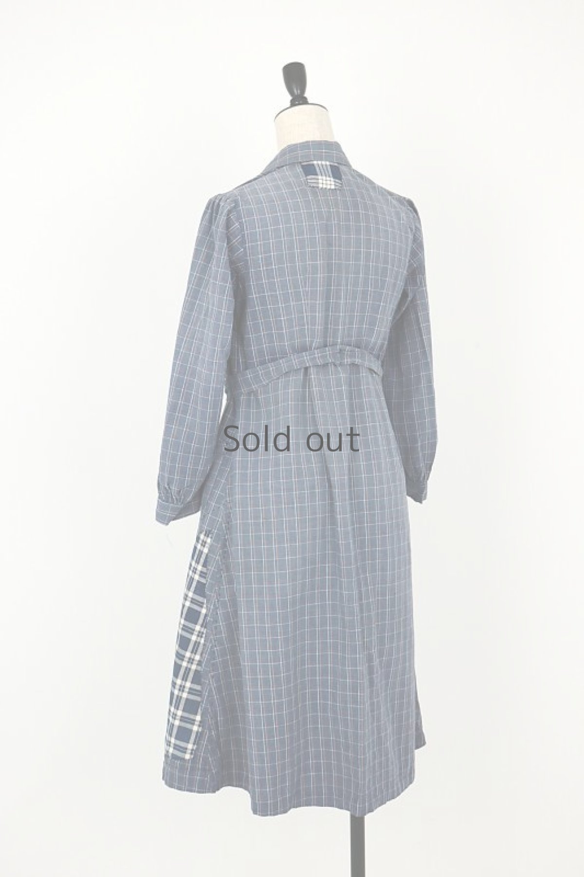 画像12: 【MITSUGU SASAKI】ビンテージリメイク　パッチワーク　チェックワークドレス（インディゴ チェック） (12)