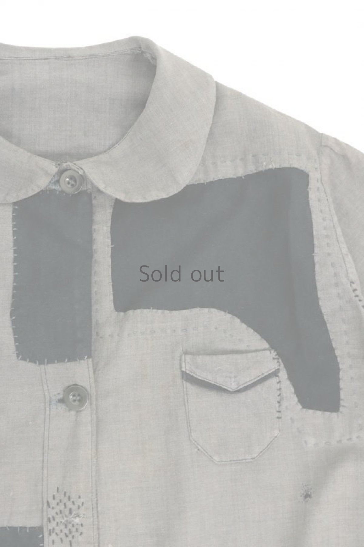 画像3: 【MITSUGU SASAKI】ビンテージ リメイク　パッチワーク　丸襟ブラックシャンブレー ワークコート (3)