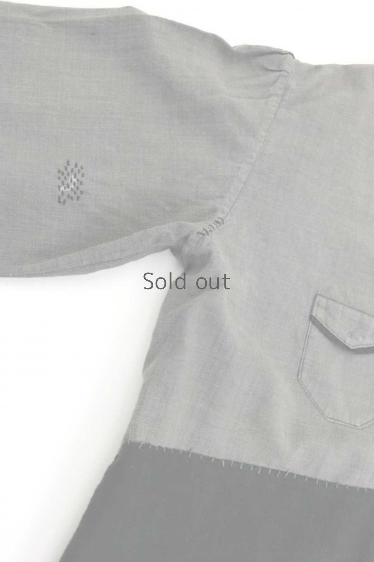 画像4: 【MITSUGU SASAKI】ビンテージ リメイク　パッチワーク　丸襟ブラックシャンブレー ワークコート (4)