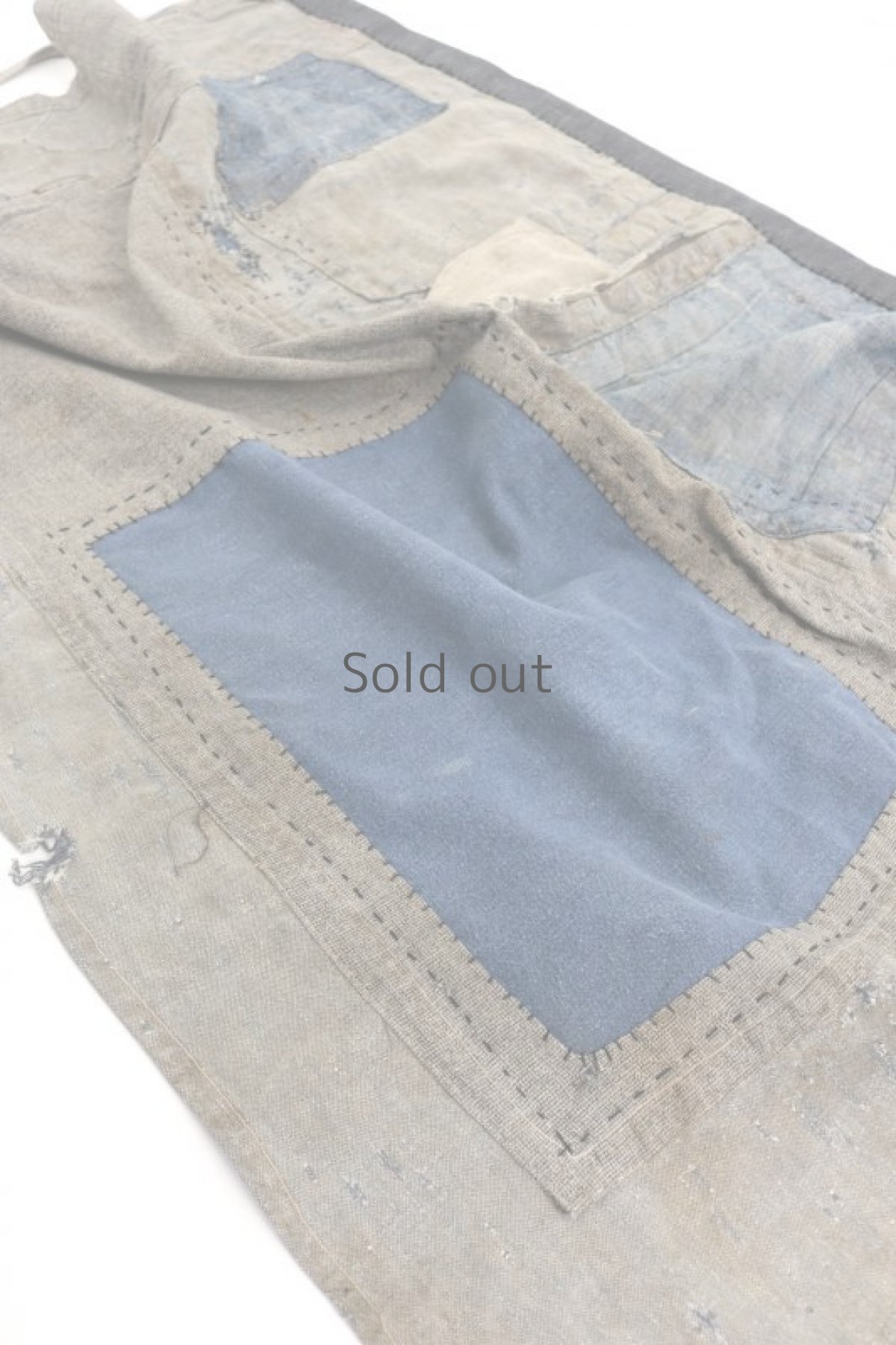 画像8: 【MITSUGU SASAKI】ビンテージリメイク　クレイジーパッチワーク　グレーリネン　ファーマーズエプロン (8)