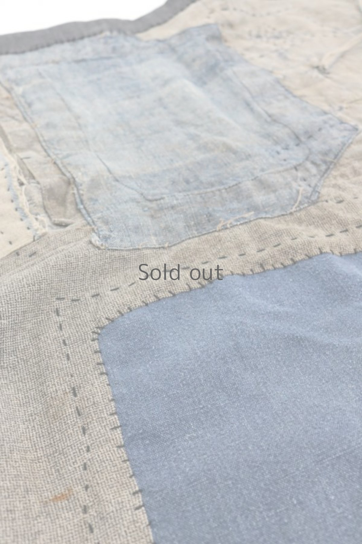 画像5: 【MITSUGU SASAKI】ビンテージリメイク　クレイジーパッチワーク　グレーリネン　ファーマーズエプロン (5)