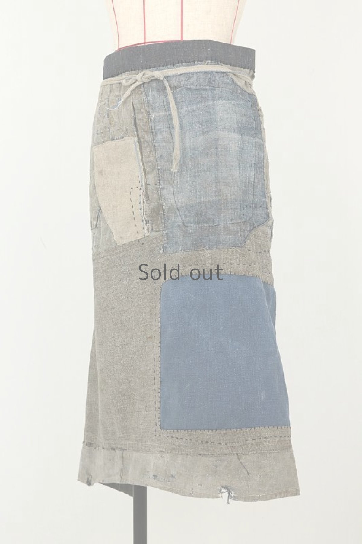 画像11: 【MITSUGU SASAKI】ビンテージリメイク　クレイジーパッチワーク　グレーリネン　ファーマーズエプロン (11)