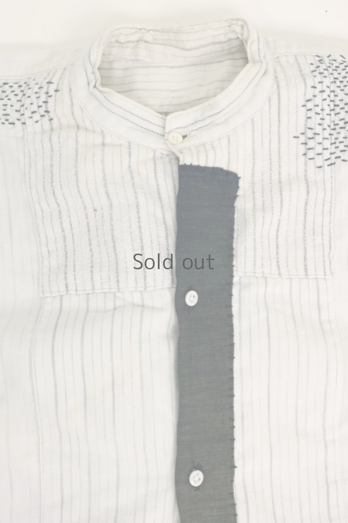 画像3: 【MITSUGU SASAKI】ビンテージリメイク　刺し子リペア　スモック ロングシャツ（ストライプ） (3)