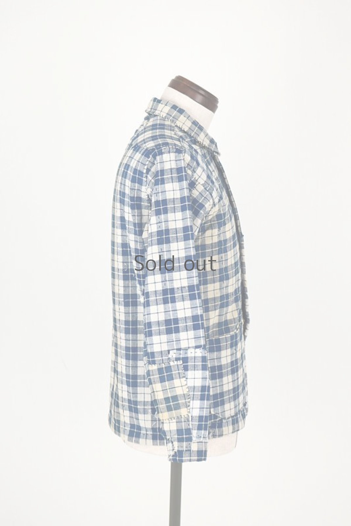 画像19: 【MITSUGU SASAKI】ビンテージリメイク　フレンチアンティーク パラカジャケット（インディゴ チェック） (19)