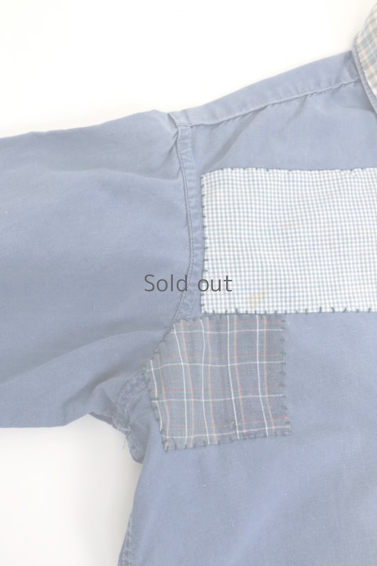 画像3: 【MITSUGU SASAKI】ビンテージリメイク　チェックパッチワーク　フレンチワークシャツ  (3)