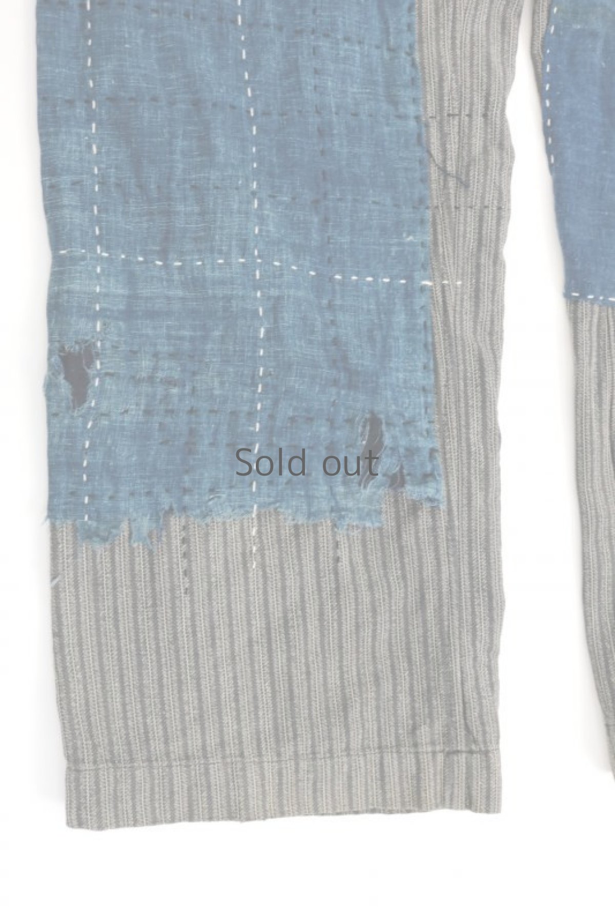 画像5: 【MITSUGU SASAKI】ビンテージ×リメイク　パッチワーク　ストライプワークパンツ（藍染古布） (5)