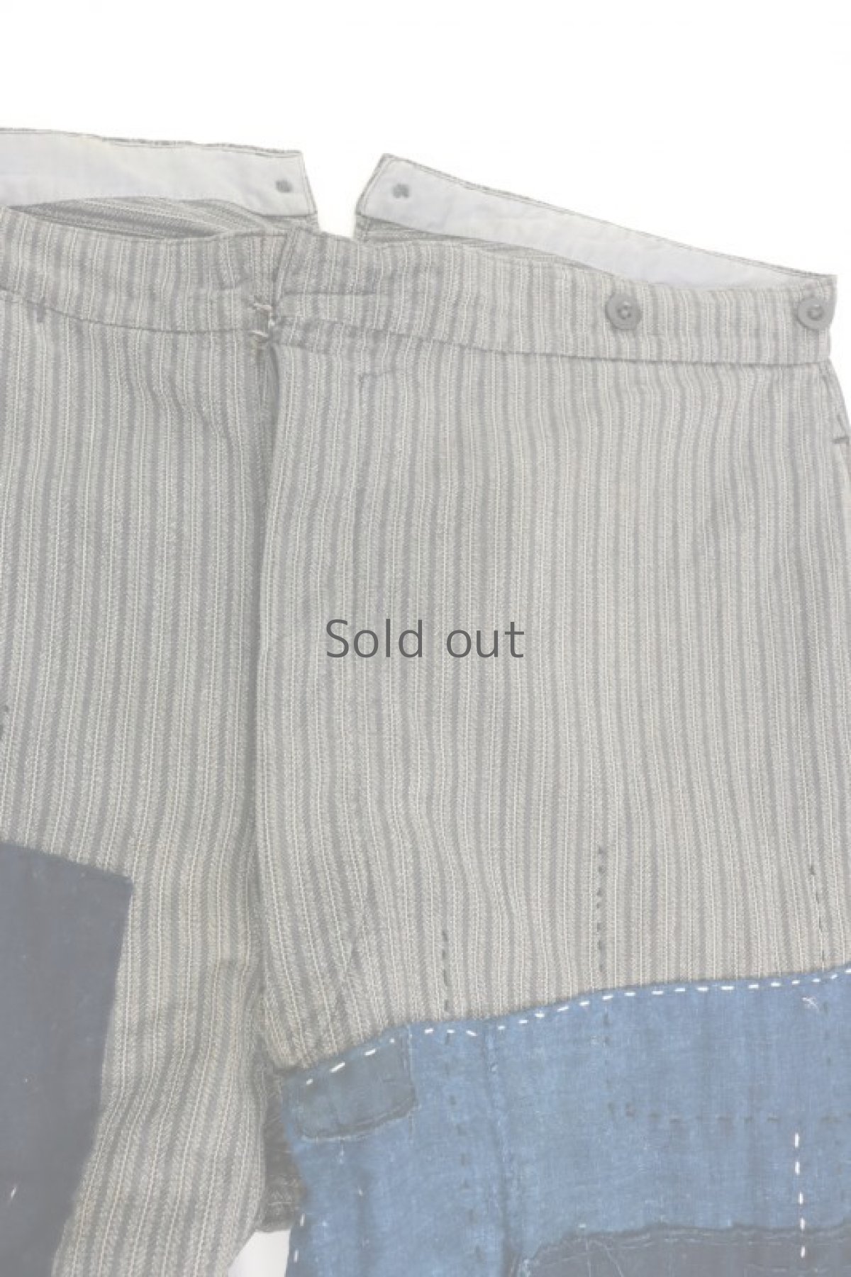 画像3: 【MITSUGU SASAKI】ビンテージ×リメイク　パッチワーク　ストライプワークパンツ（藍染古布） (3)