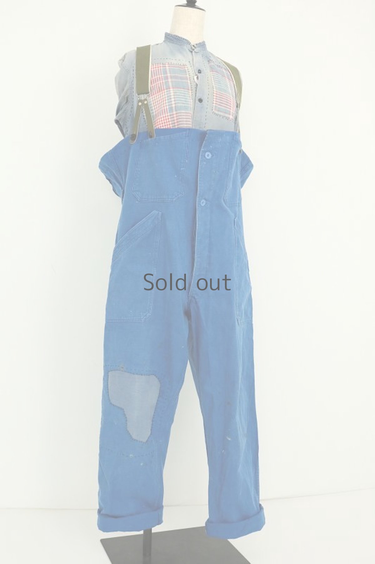 画像12: 【MITSUGU SASAKI】ビンテージリメイク　フィッシャーマンオーバーオール(ブルー) (12)