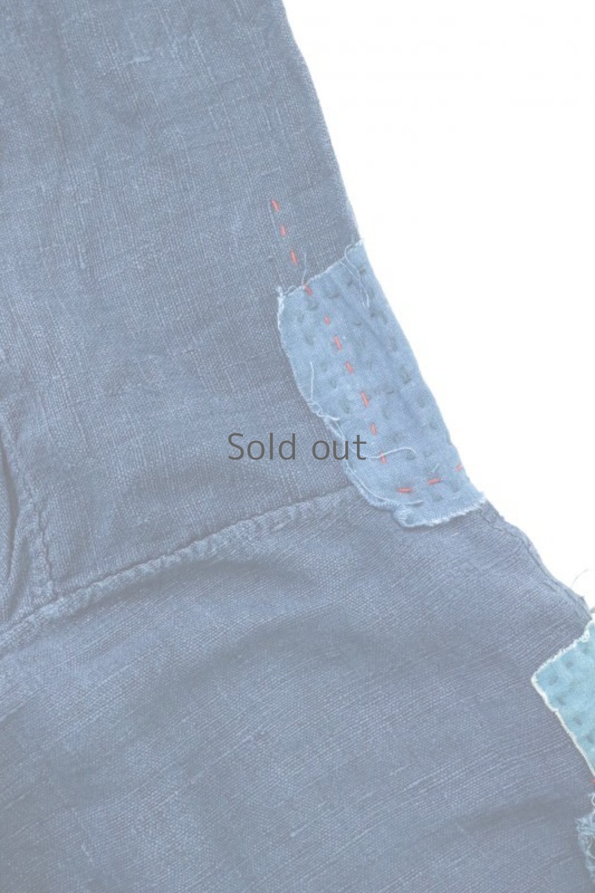 画像13: 【MITSUGU SASAKI】アンティークリネン ×古布×染め　刺し子パッチワーク　ナイトドレス（紺） (13)