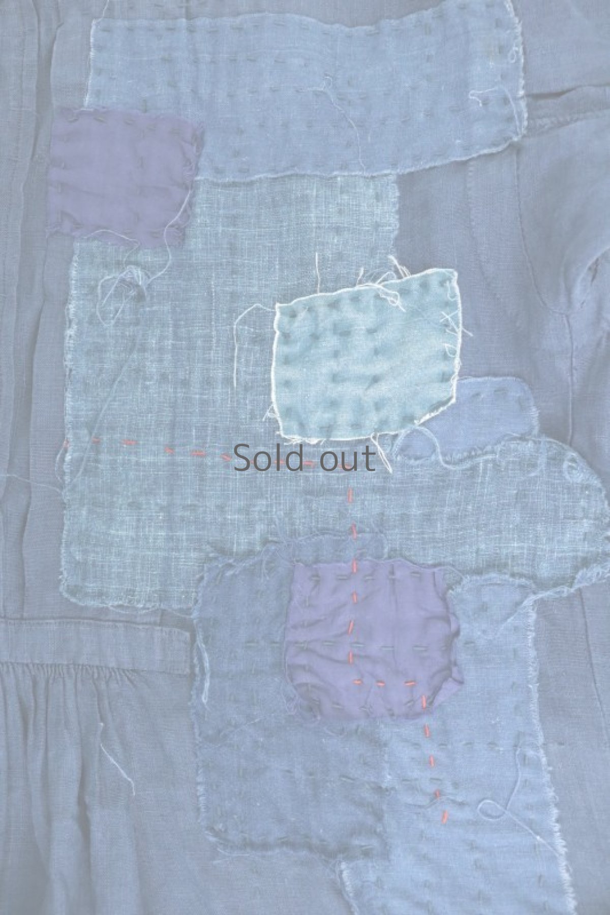 画像5: 【MITSUGU SASAKI】アンティークリネン×染め×古布　パッチワークボロスモックシャツ （紺染め） (5)