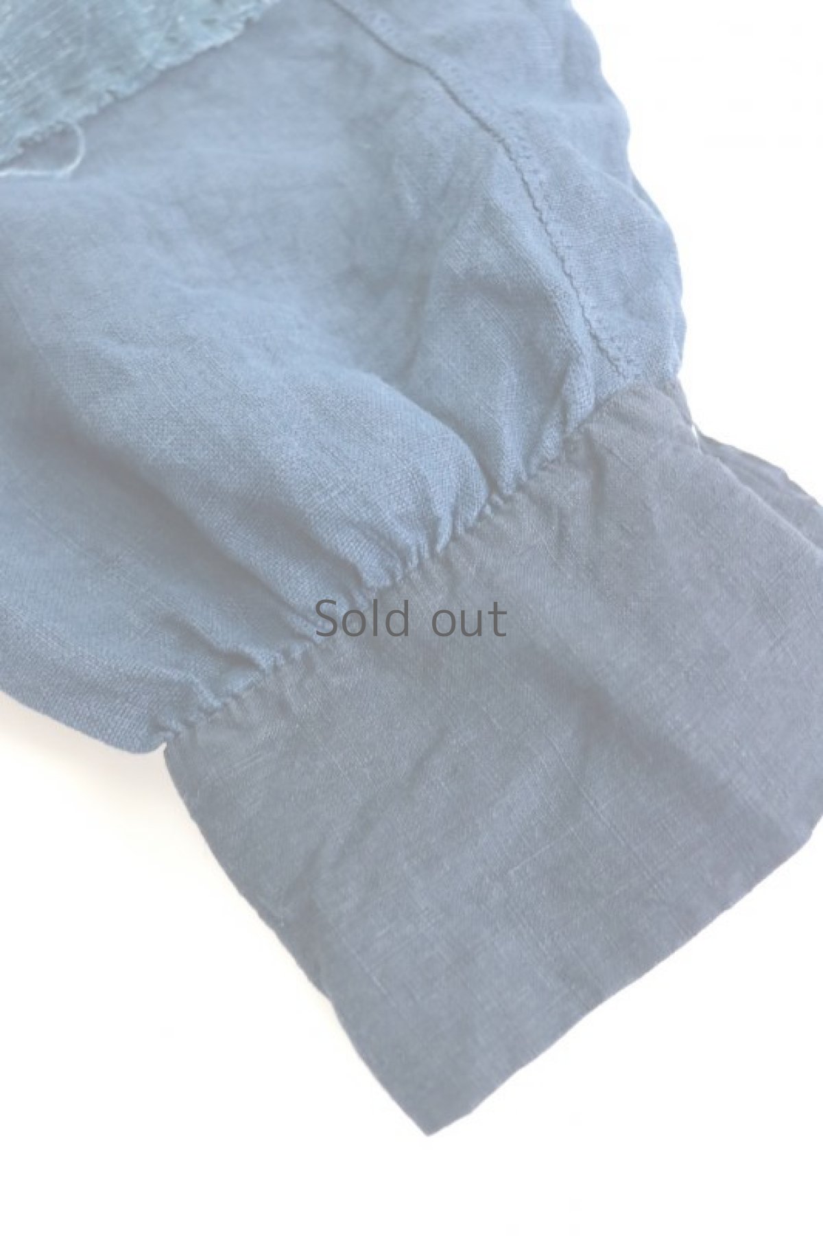 画像14: 【MITSUGU SASAKI】アンティークリネン×染め×古布　パッチワークボロスモックシャツ （紺染め） (14)