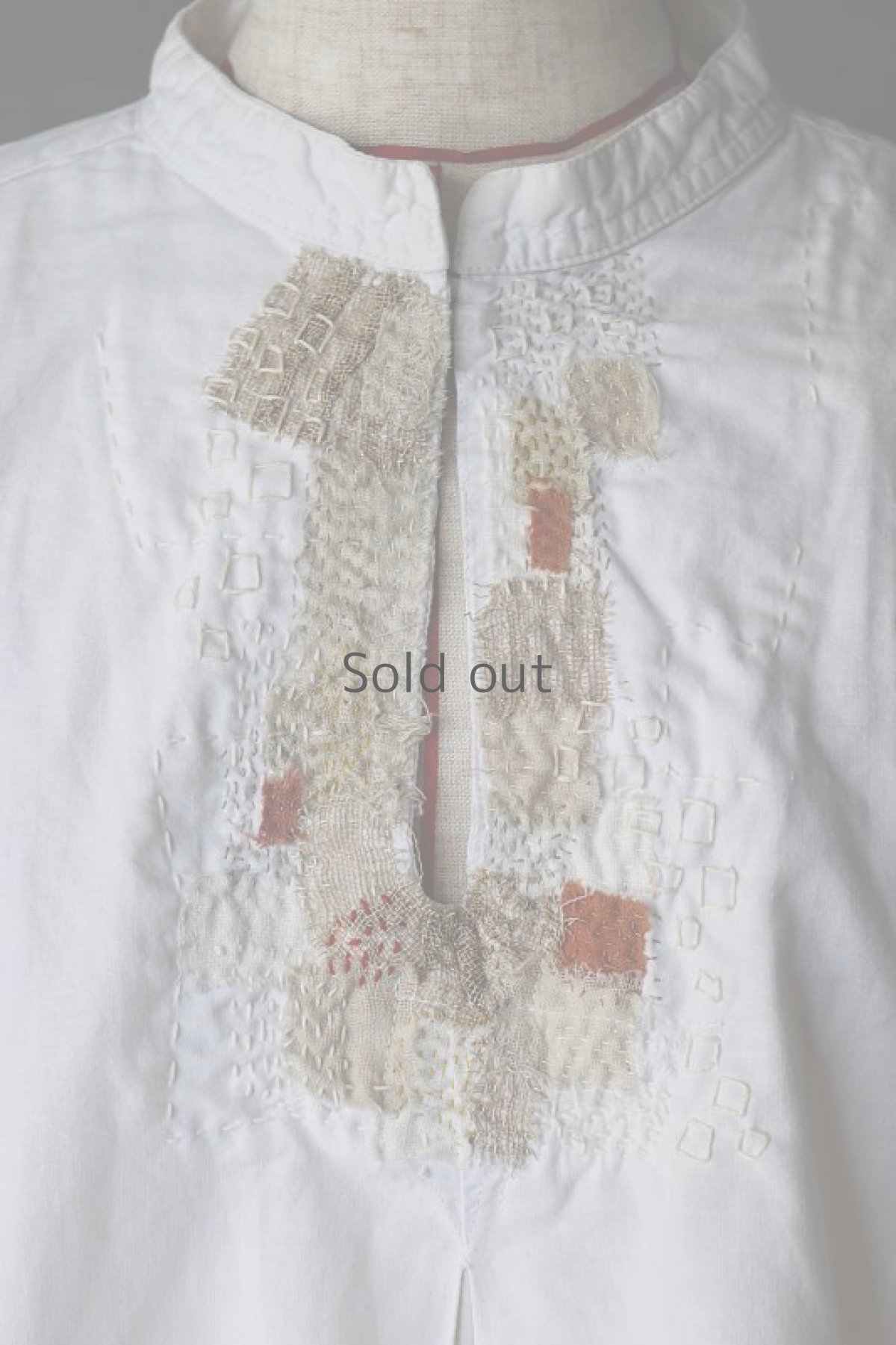 画像5: 【ササキチホ】ビンテージリメイク　生成り刺し子　ホワイトスモック  (5)