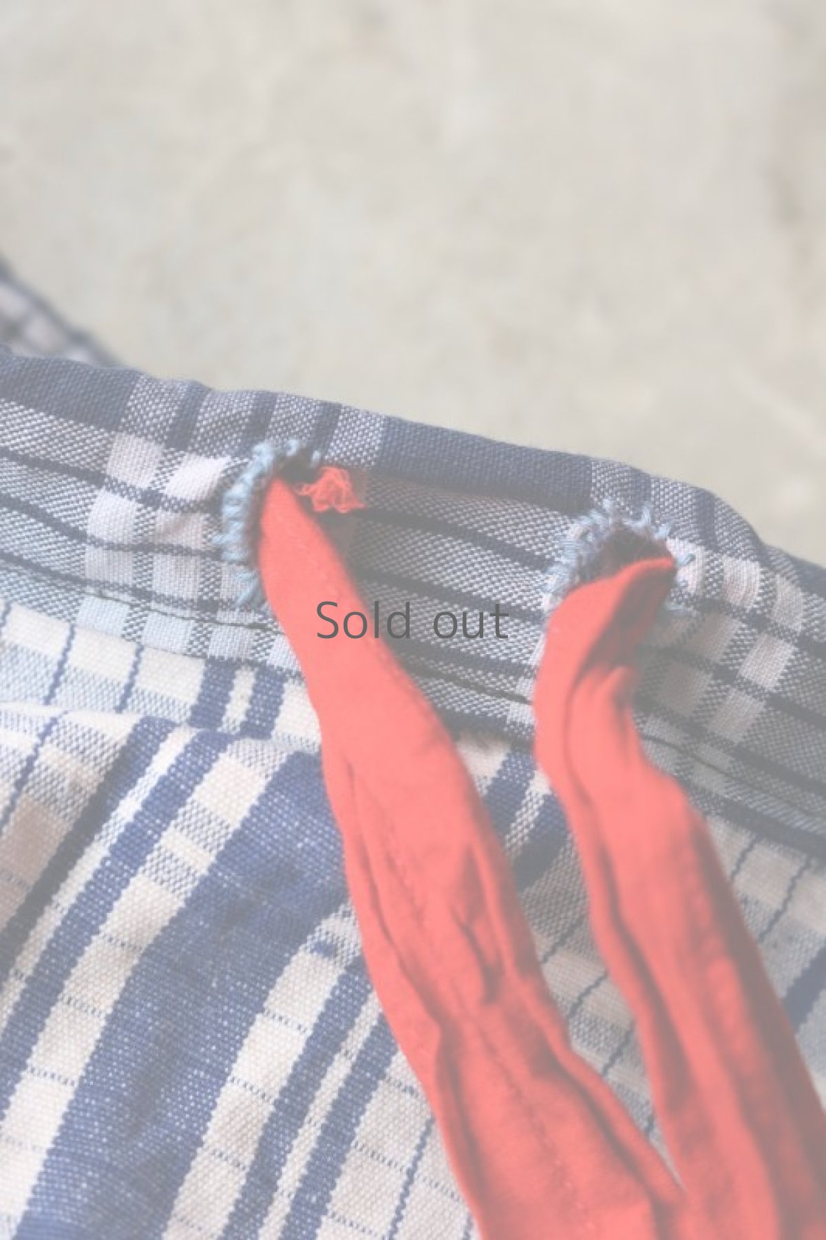 画像13: 【MITSUGU SASAKI】農婦シリーズ　フレンチアンティークブルーチェックリネン　ロングスカート（赤ひも ） (13)