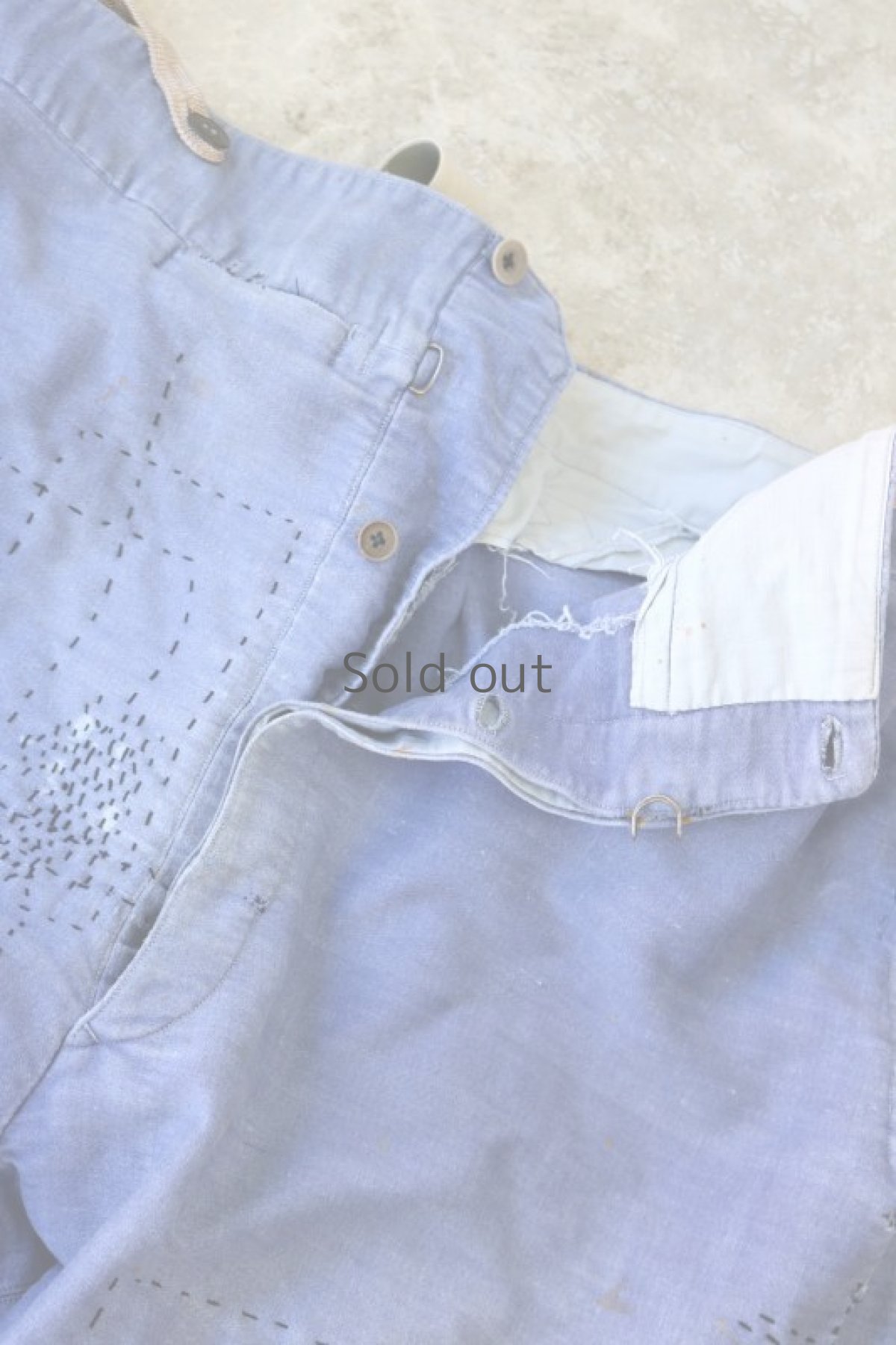 画像4: 【MITSUGU SASAKI】ビンテージ×リメイク　刺し子モールスキン ワークパンツ(サスペンダー付き) (4)