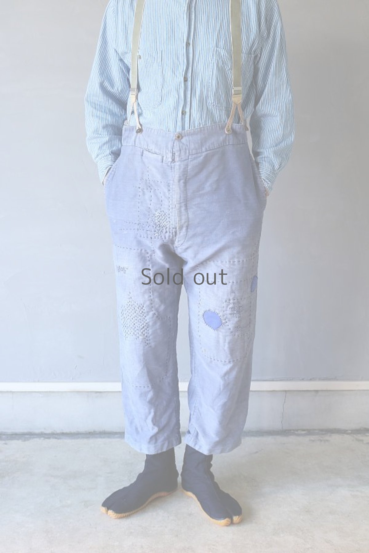 画像13: 【MITSUGU SASAKI】ビンテージ×リメイク　刺し子モールスキン ワークパンツ(サスペンダー付き) (13)