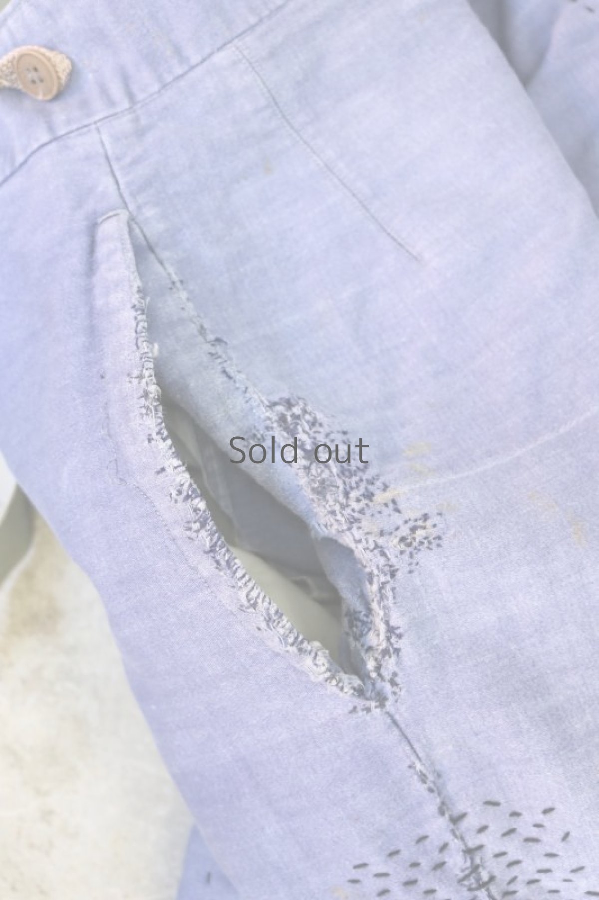 画像10: 【MITSUGU SASAKI】ビンテージ×リメイク　刺し子モールスキン ワークパンツ(サスペンダー付き) (10)