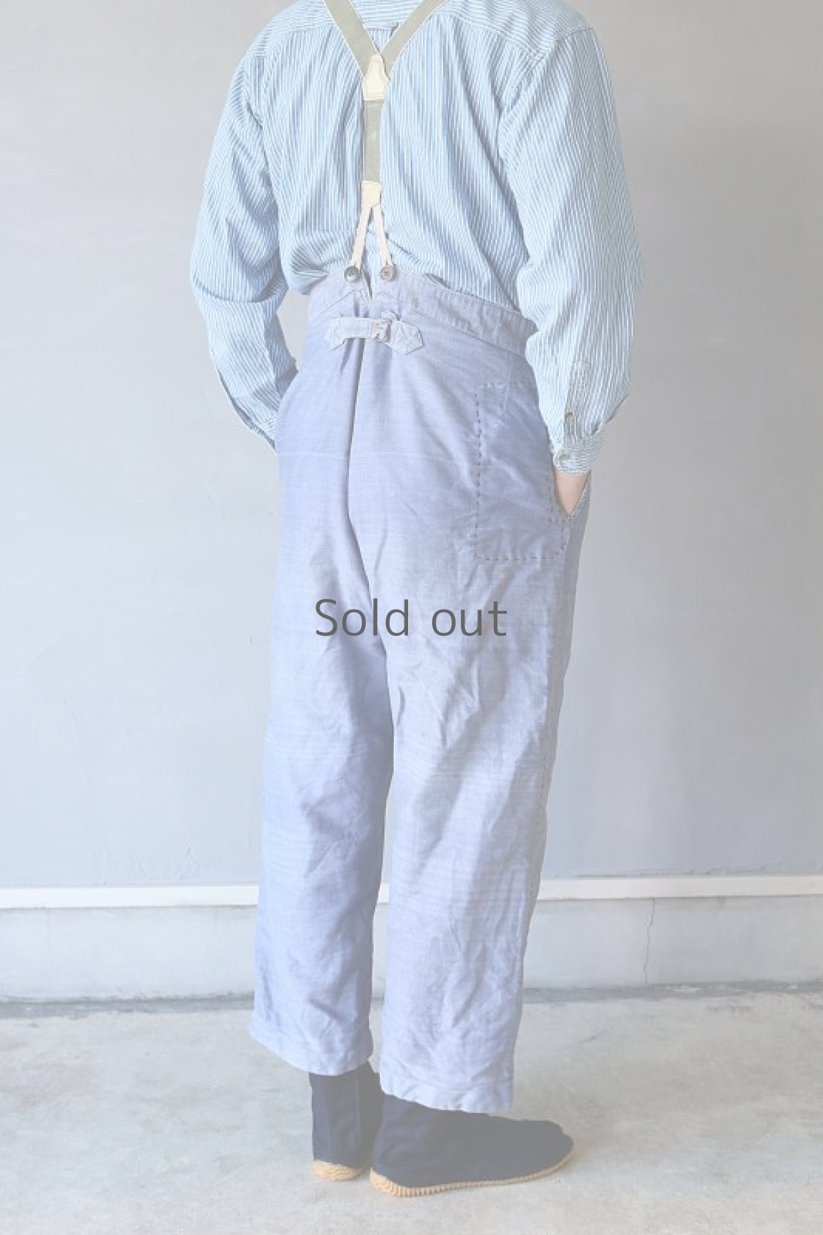 画像14: 【MITSUGU SASAKI】ビンテージ×リメイク　刺し子モールスキン ワークパンツ(サスペンダー付き) (14)