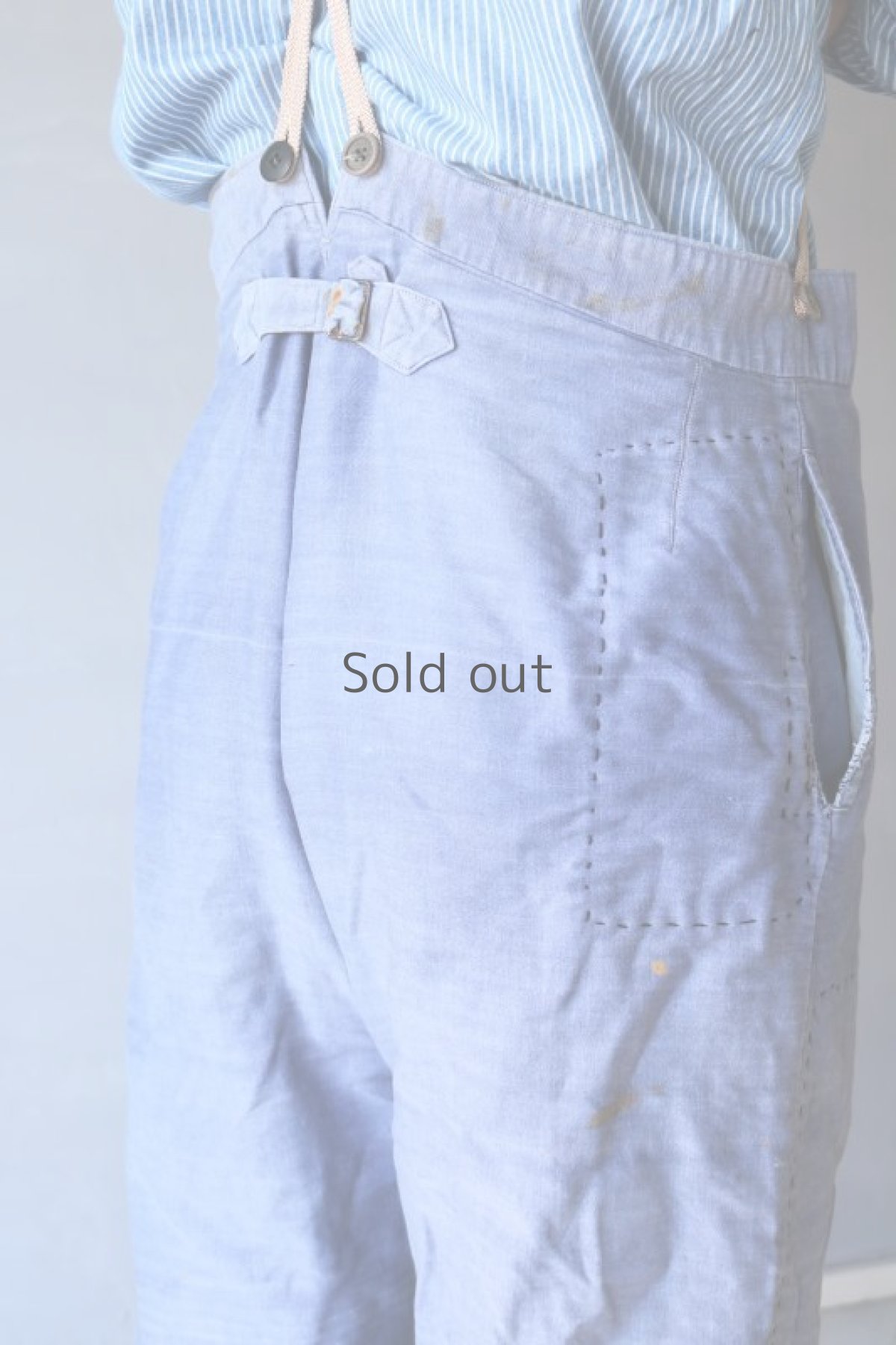 画像16: 【MITSUGU SASAKI】ビンテージ×リメイク　刺し子モールスキン ワークパンツ(サスペンダー付き) (16)