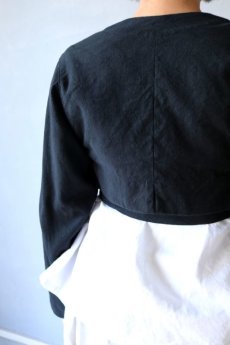 画像7: 【ササキチホ】アンティークリネン×染め 短上衣（黒） (7)