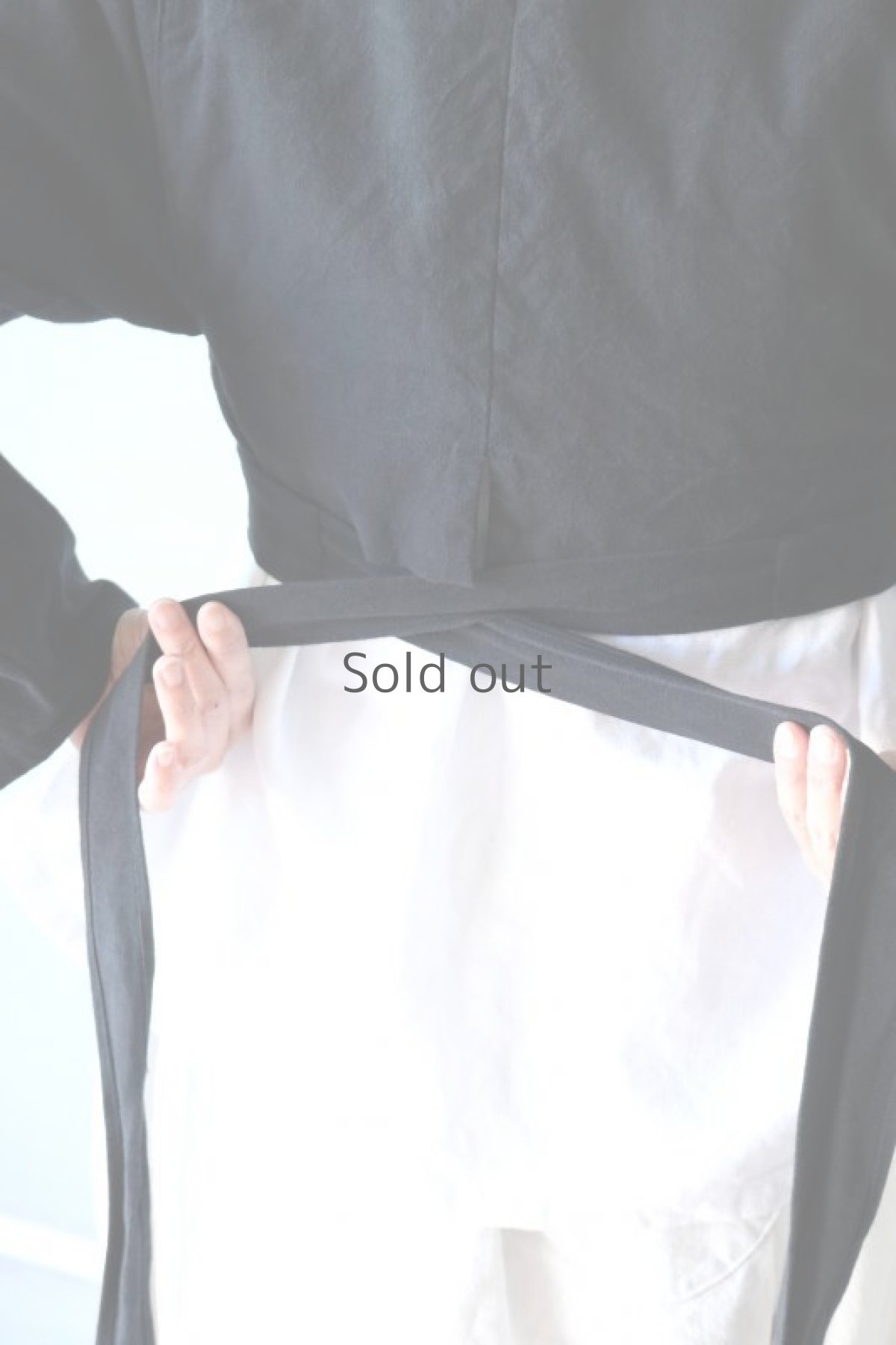 画像11: 【ササキチホ】アンティークリネン×染め 短上衣（黒） (11)