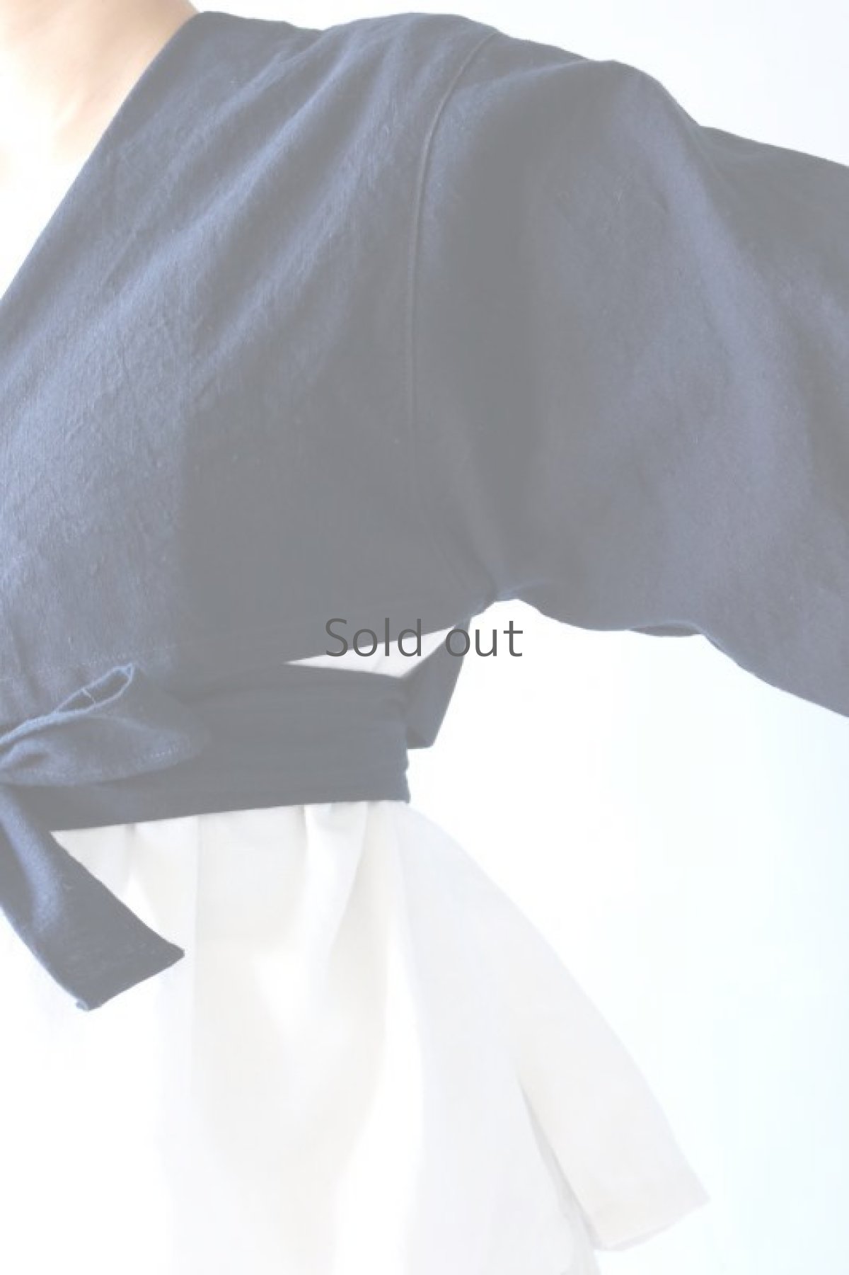 画像9: 【ササキチホ】アンティークリネン×染め 短上衣（紺） (9)