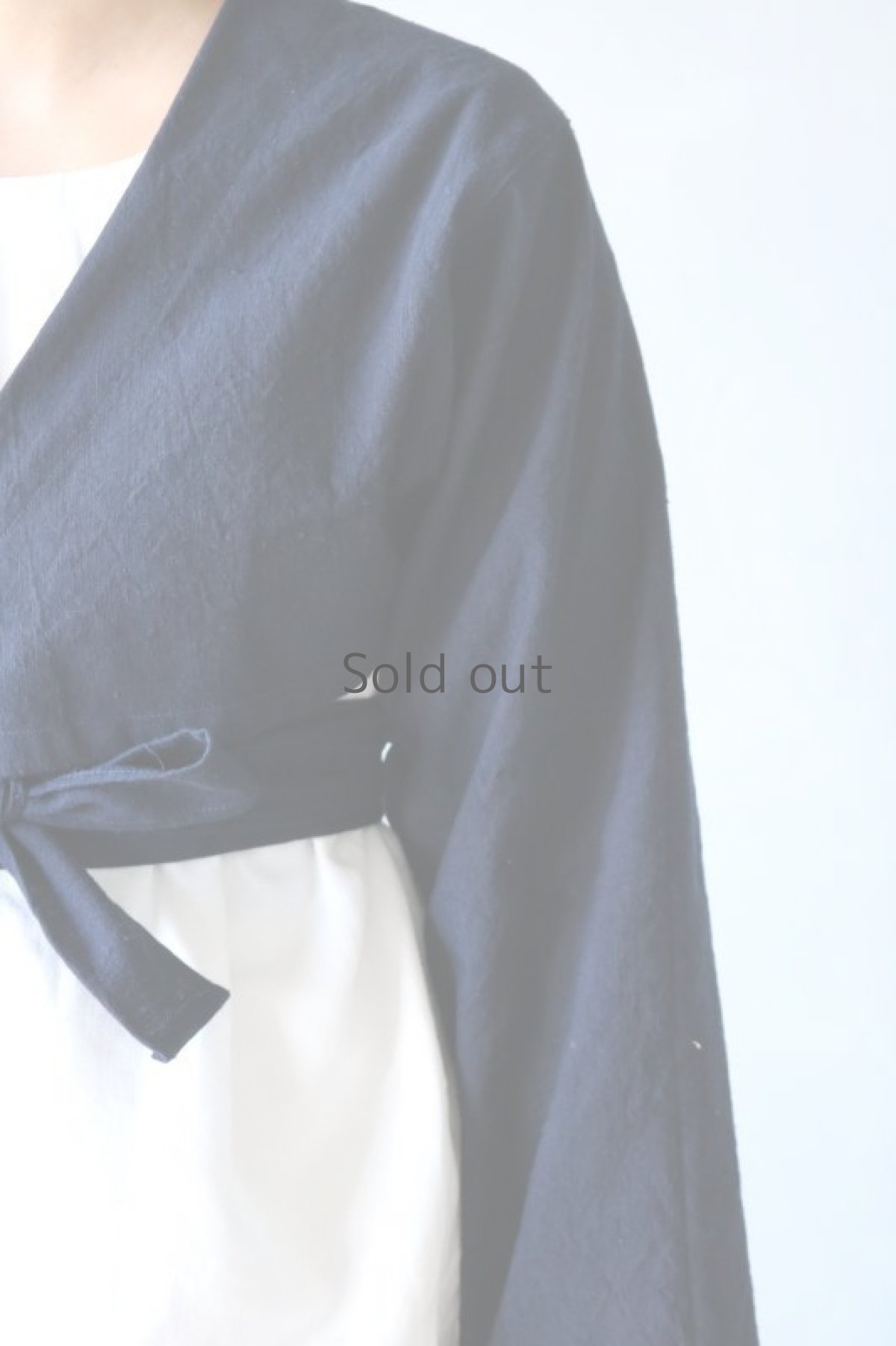 画像3: 【ササキチホ】アンティークリネン×染め 短上衣（紺） (3)